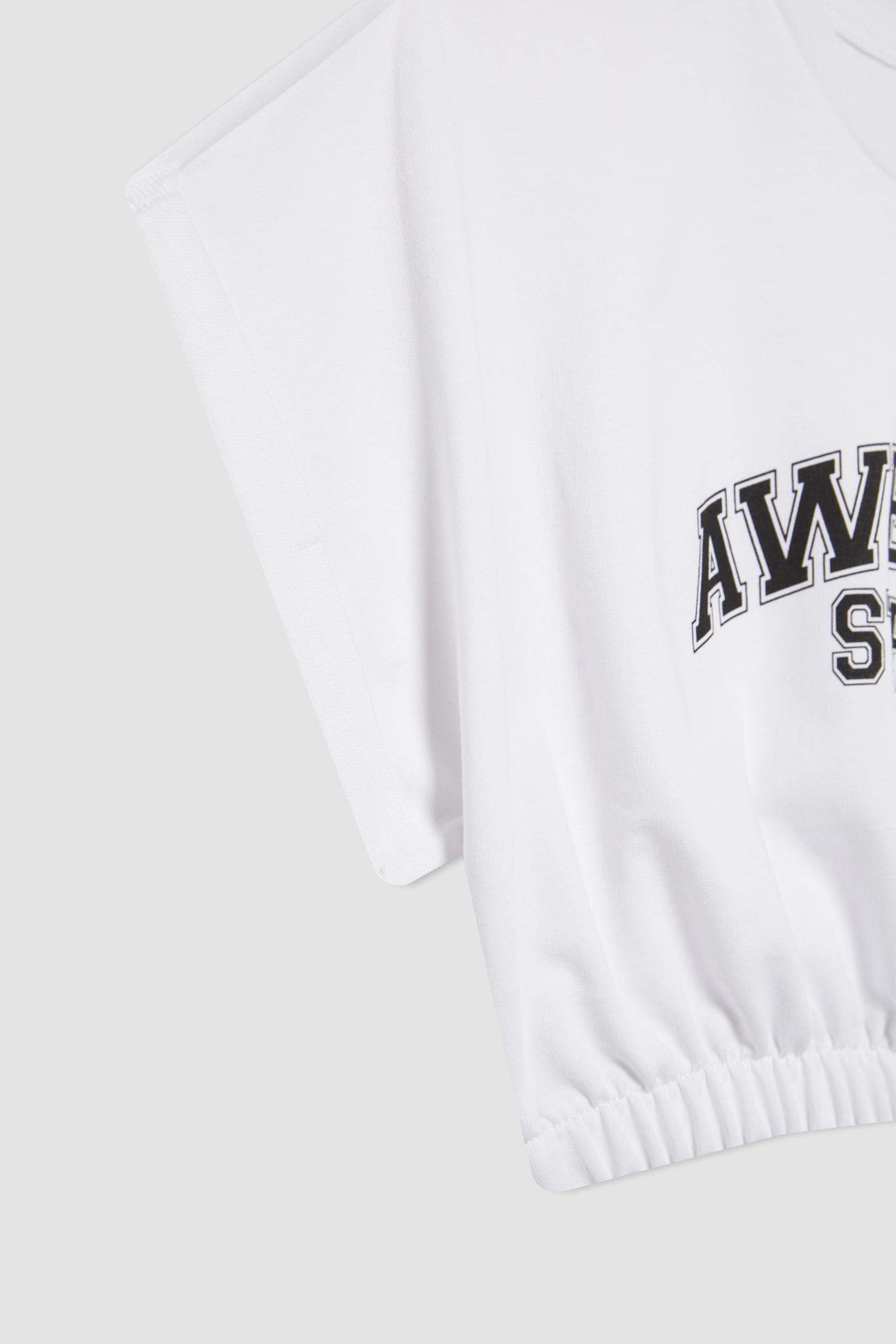 Defacto Fit Crop Crew Neck Slogan Printed Sportsman Short Sleeve T-Shirt