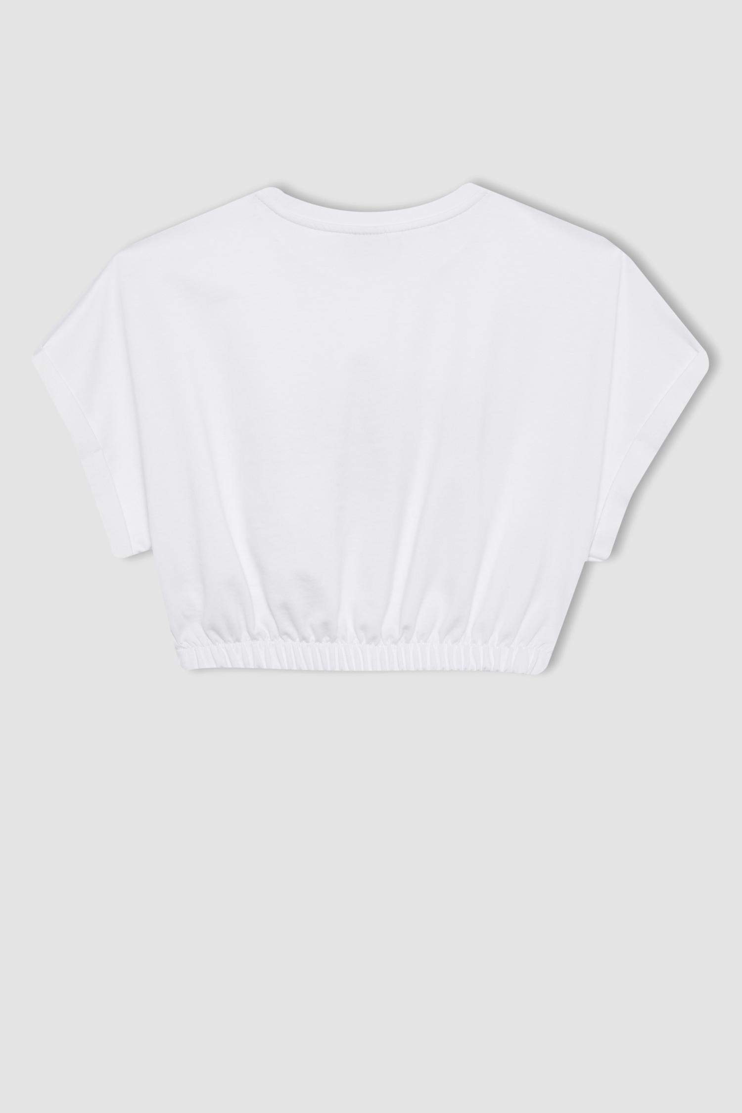 Defacto Fit Crop Crew Neck Slogan Printed Sportsman Short Sleeve T-Shirt