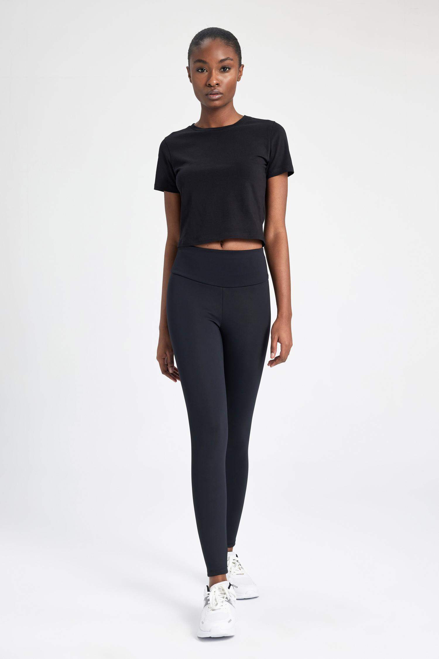 DeFactoFit Crew Neck Basic Cotton Crop T-Shirt