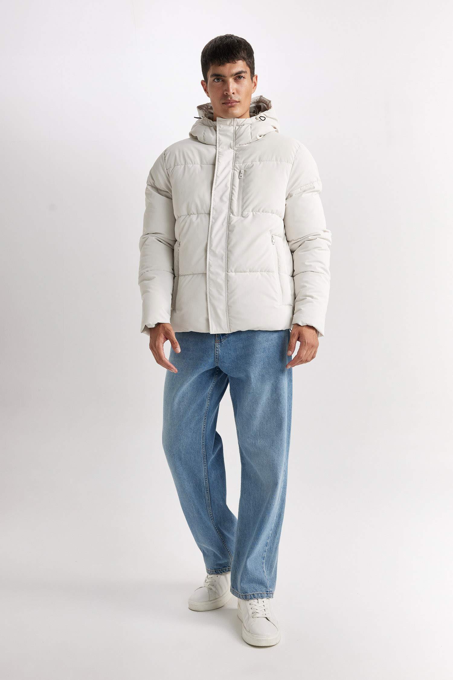 Su Geçirmez Şişme Mont Kapüşonlu Fermuarlı Cepli