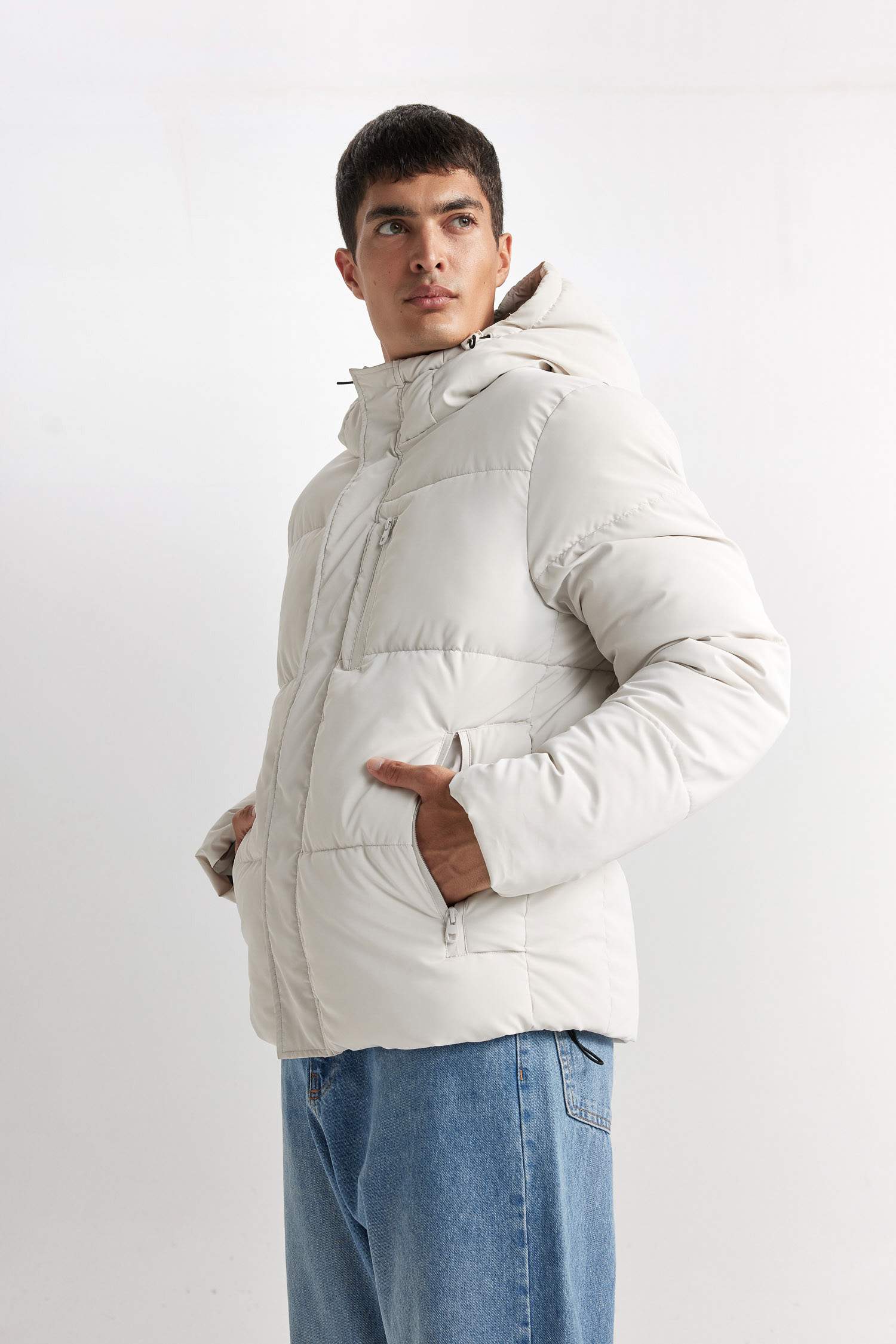 Su Geçirmez Şişme Mont Kapüşonlu Fermuarlı Cepli