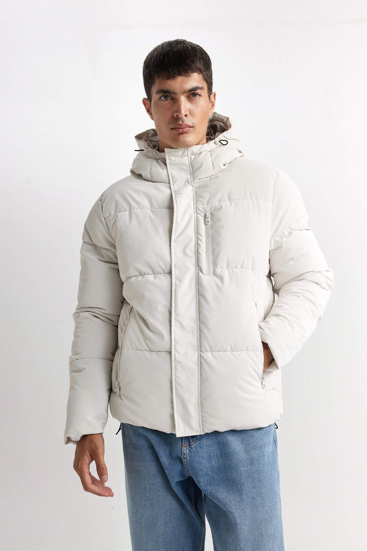 Su Geçirmez Şişme Mont Kapüşonlu Fermuarlı Cepli