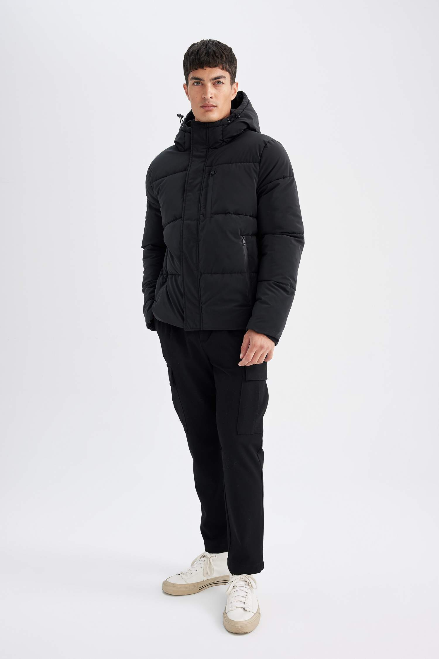 Su Geçirmez Şişme Mont Kapüşonlu Fermuarlı Cepli Çıtçıtlı Cepli