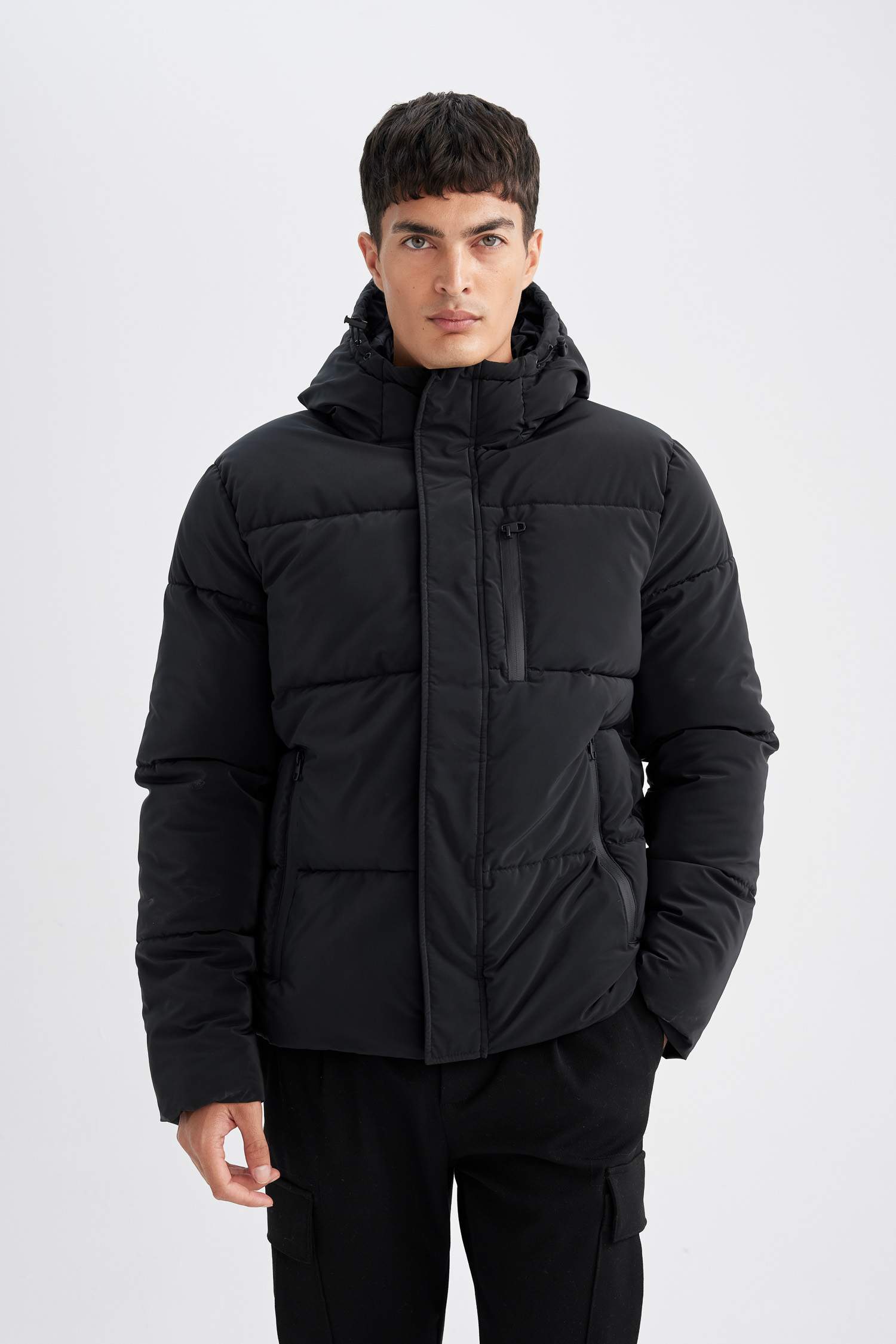 Su Geçirmez Şişme Mont Kapüşonlu Fermuarlı Cepli Çıtçıtlı Cepli