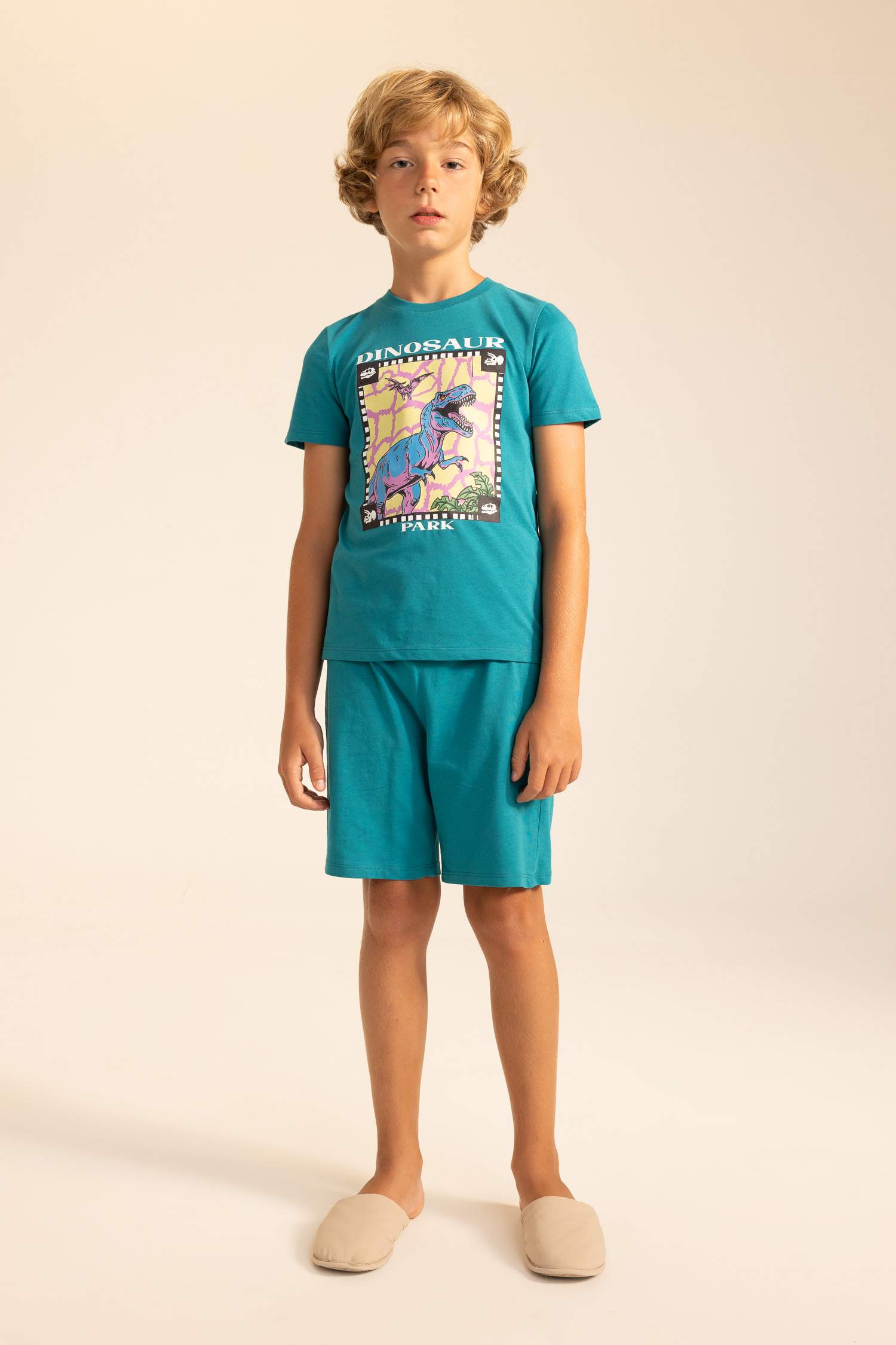 Blue BOYS & TEENS Boys Printed Short Sleeve Pajamas Set 2818802 | DeFacto