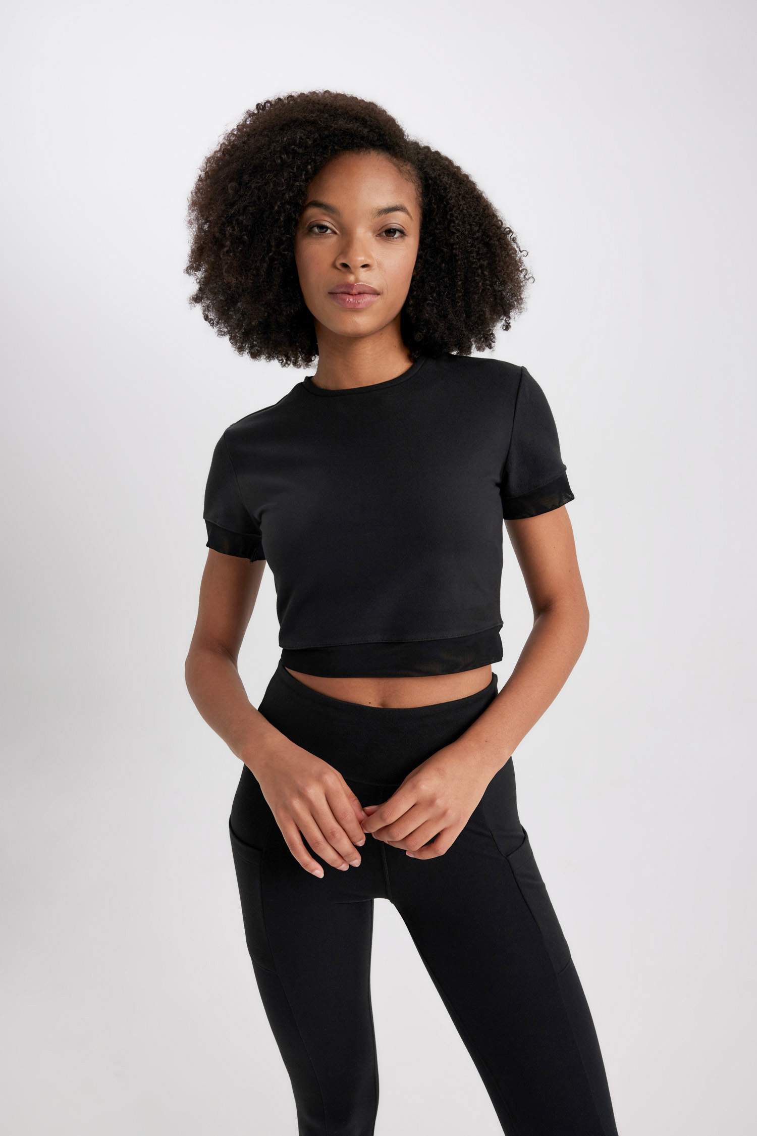 DeFactoFit Crop Crew Neck Sports T-Shirt