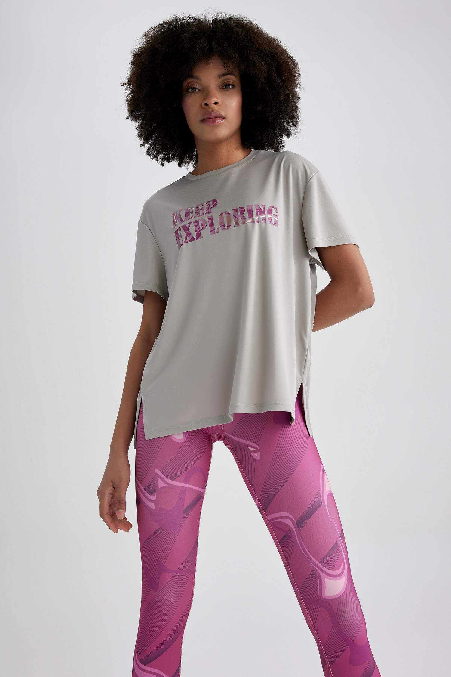 Loose Fit Crew Neck Slogan Short Sleeve T-Shirt