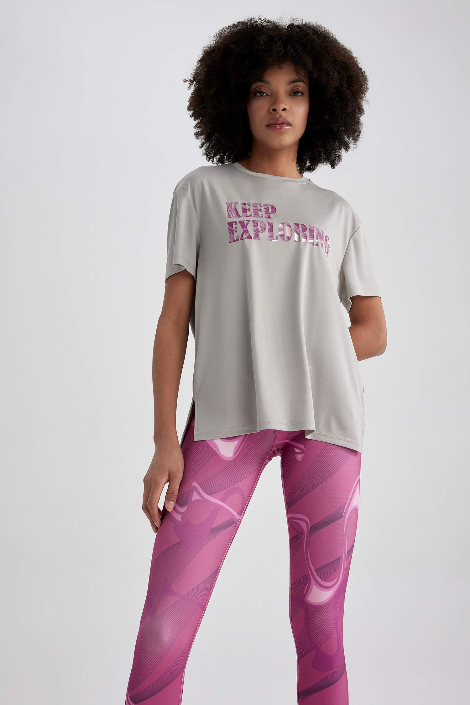 Loose Fit Crew Neck Slogan Short Sleeve T-Shirt