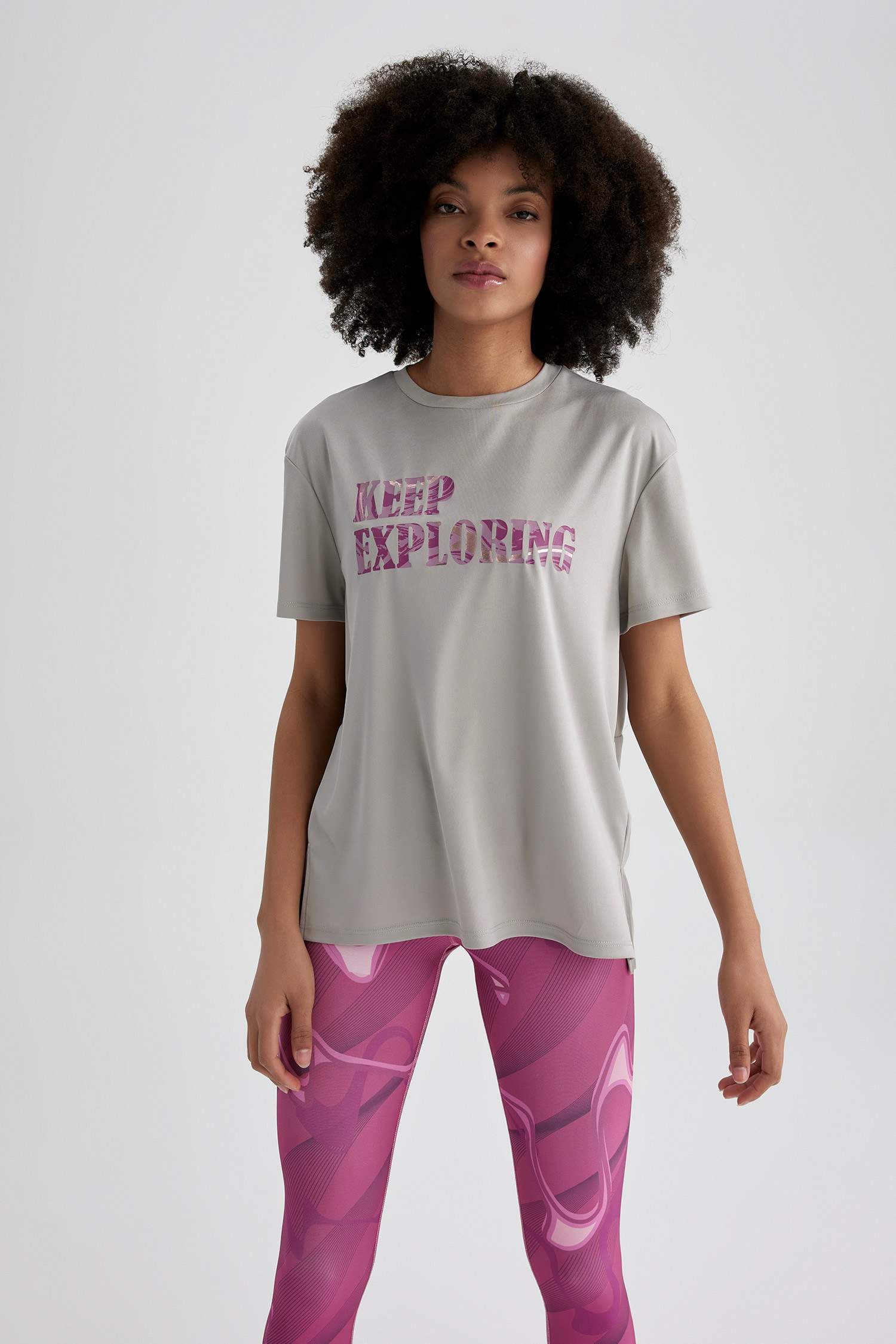 Loose Fit Crew Neck Slogan Short Sleeve T-Shirt