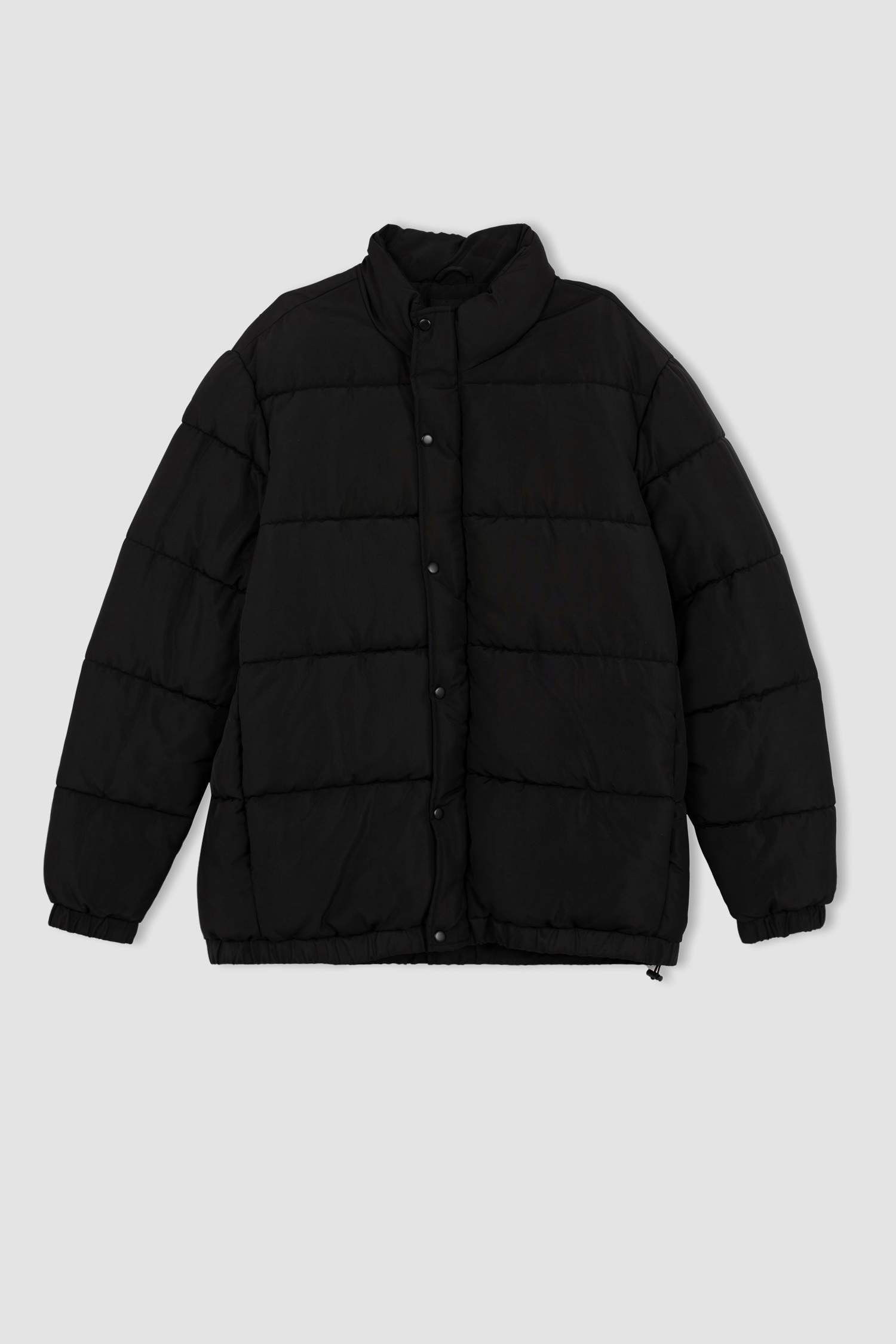 Fermuarlı Çıtçıtlı Cepli Dik Yaka Şişme Mont