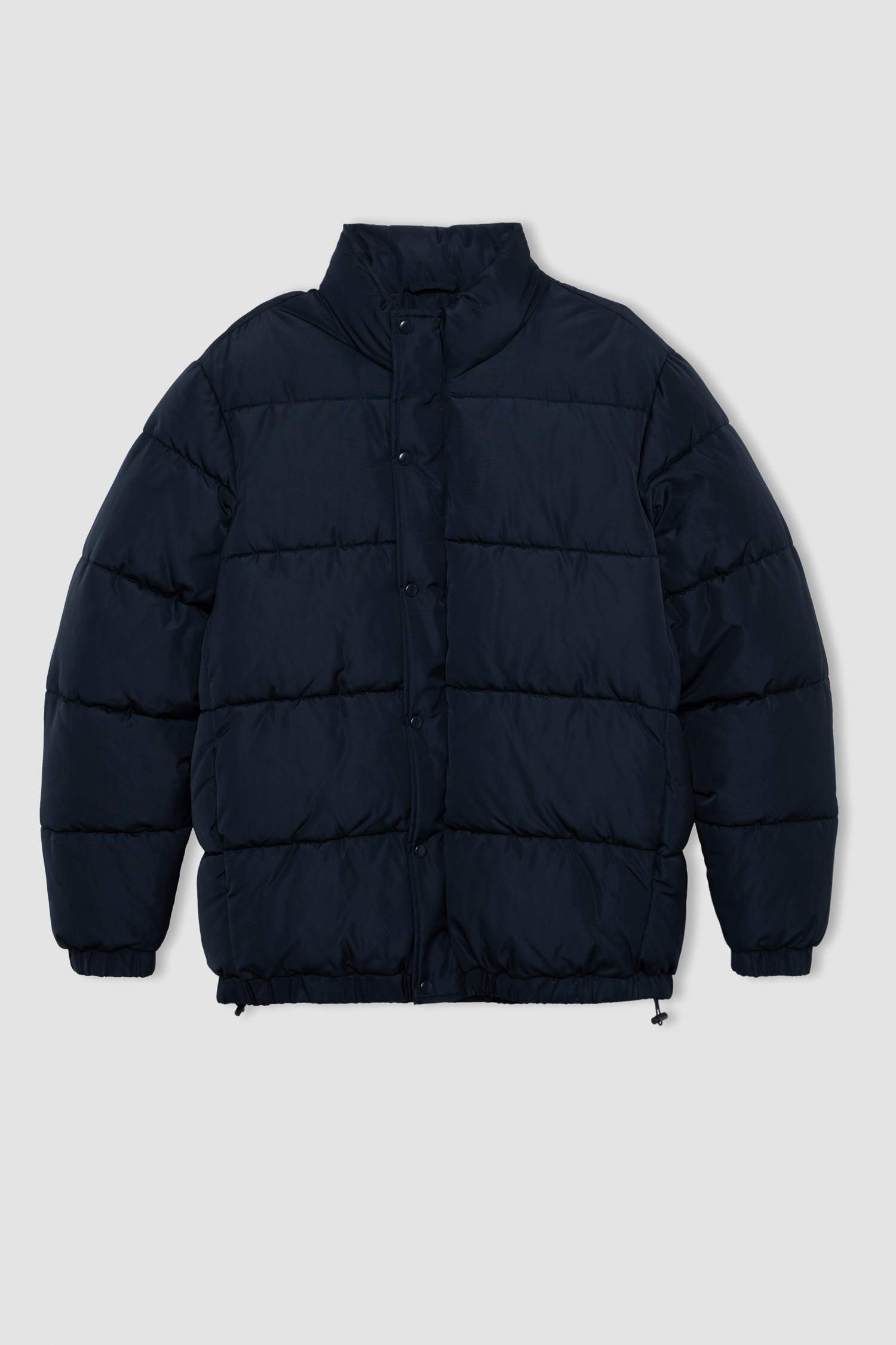 Fermuarlı Çıtçıtlı Cepli Dik Yaka Şişme Mont