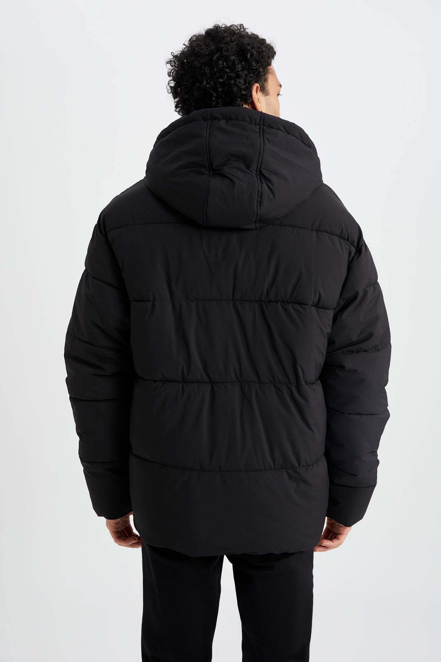 Şişme Mont Kapüşonlu Fermuarlı Çift Cepli