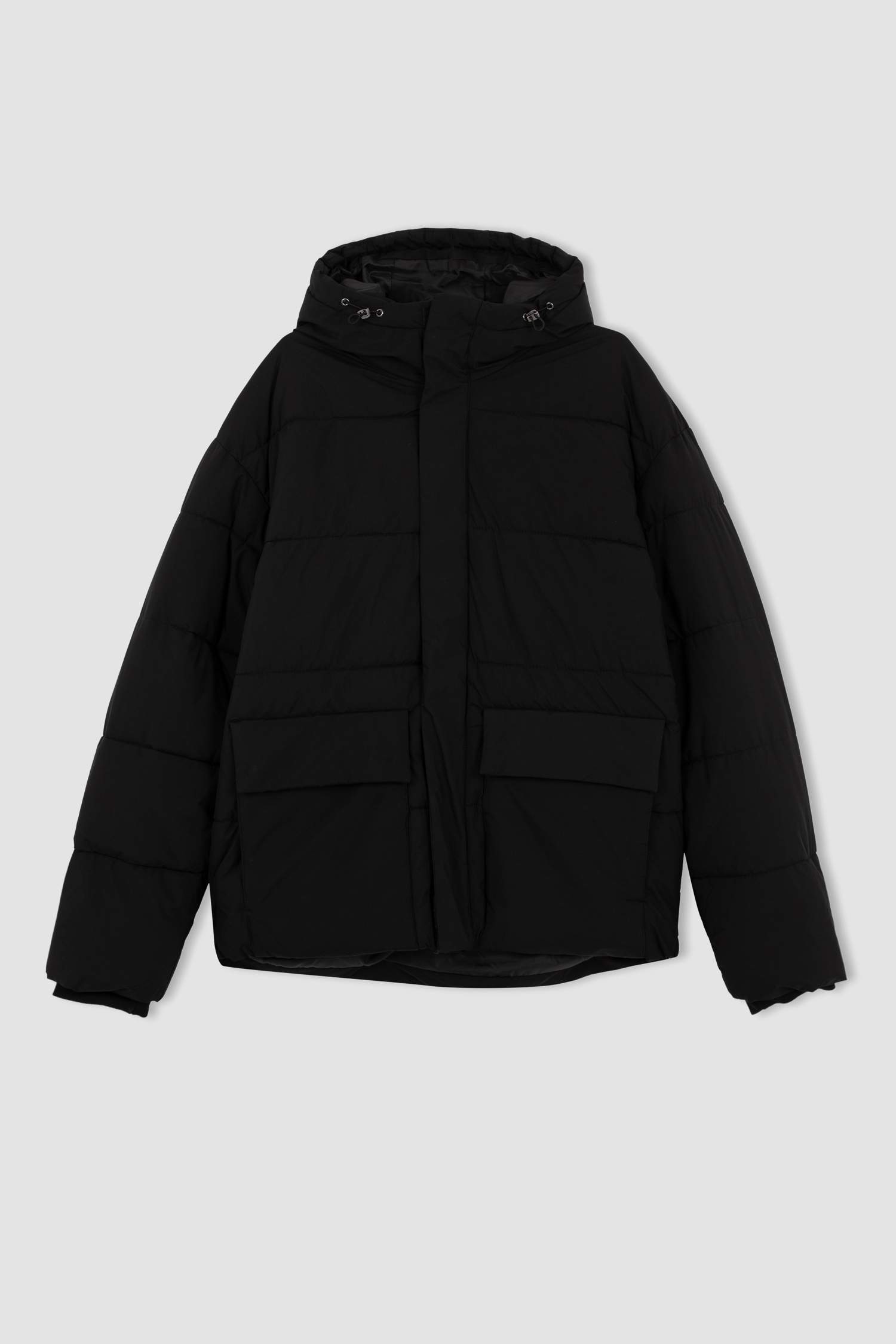 Şişme Mont Kapüşonlu Fermuarlı Çift Cepli