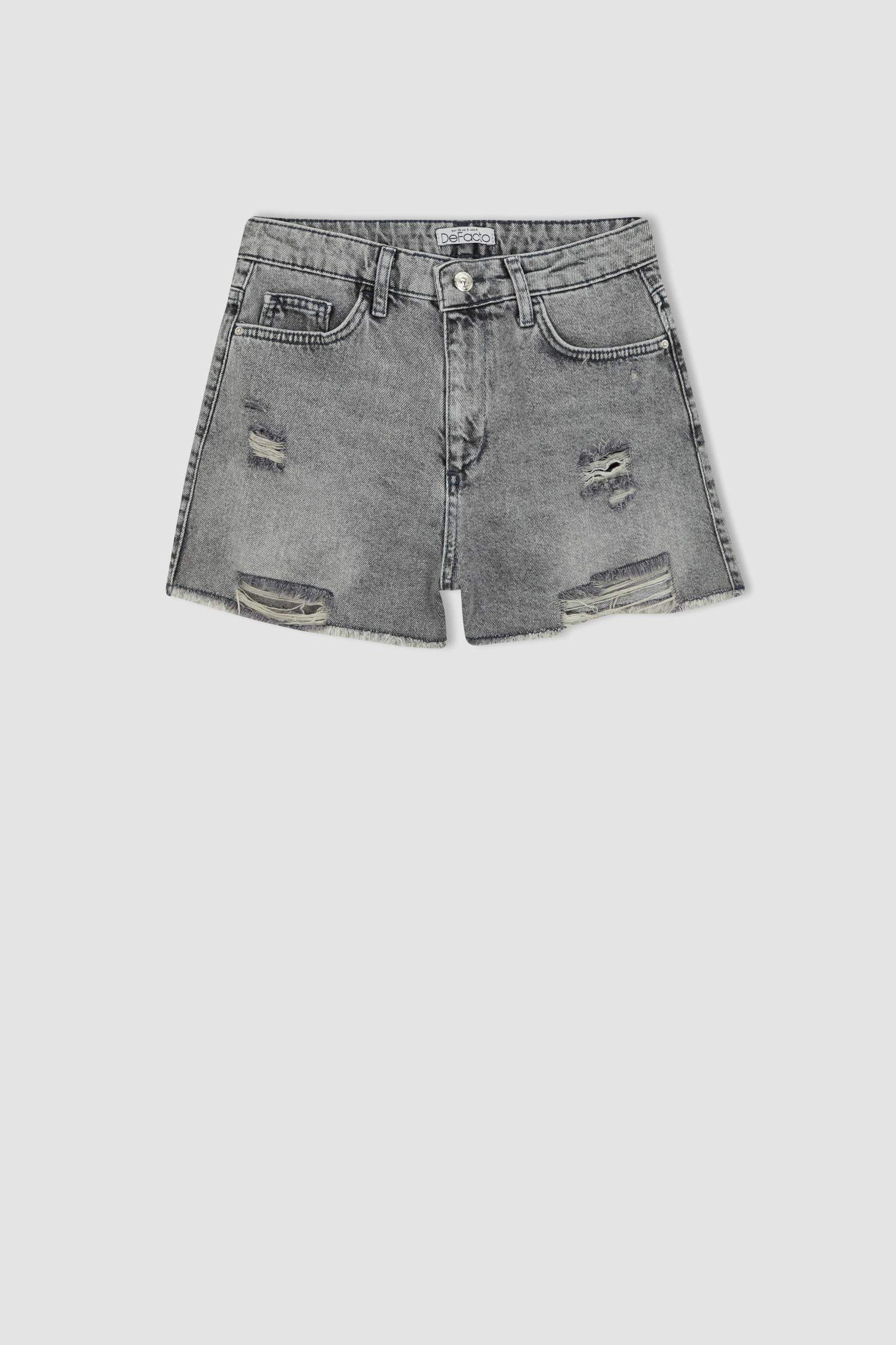 شورت جينز بخصر عادي