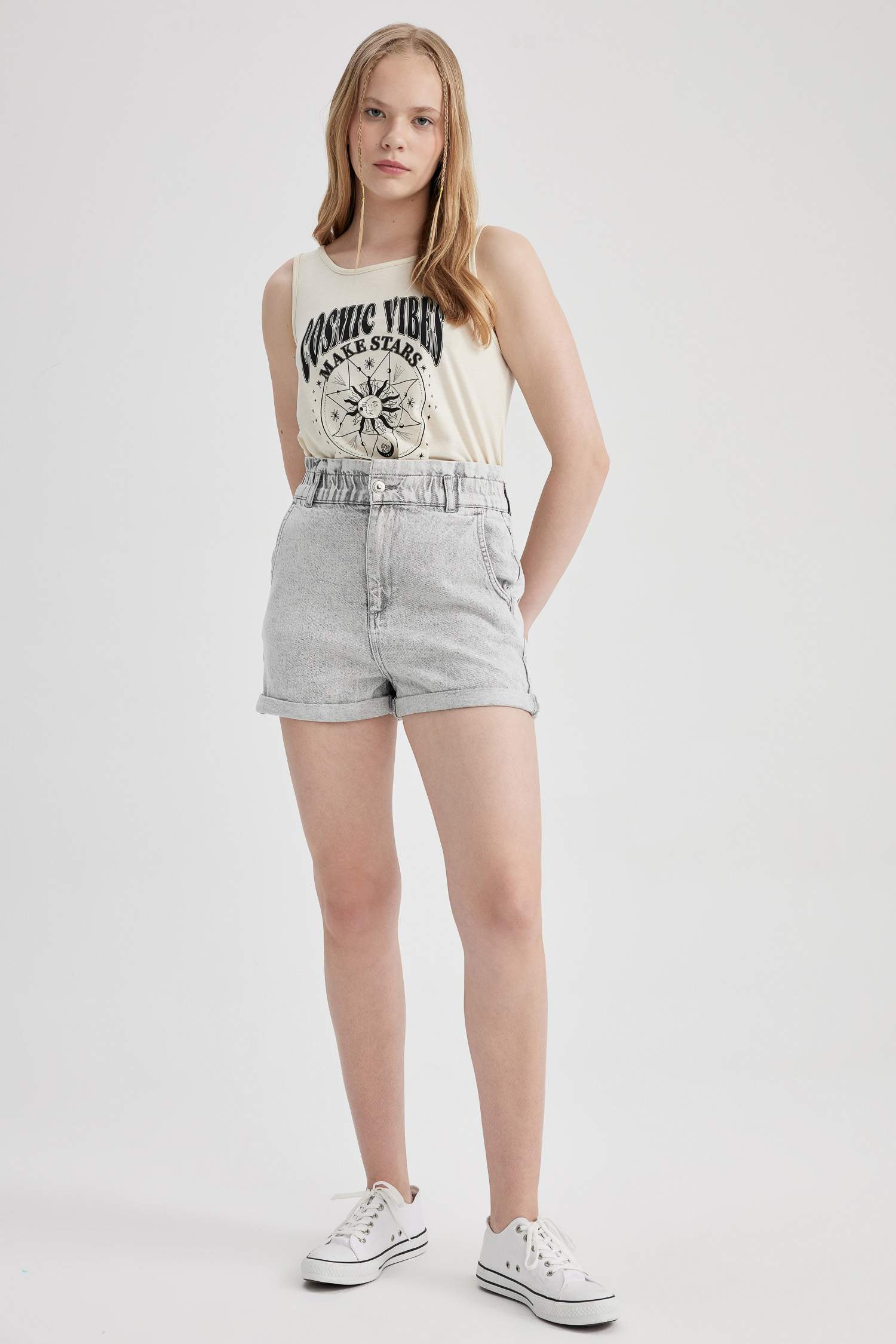 شورت قطن جينز بيبرباج هاي ويست