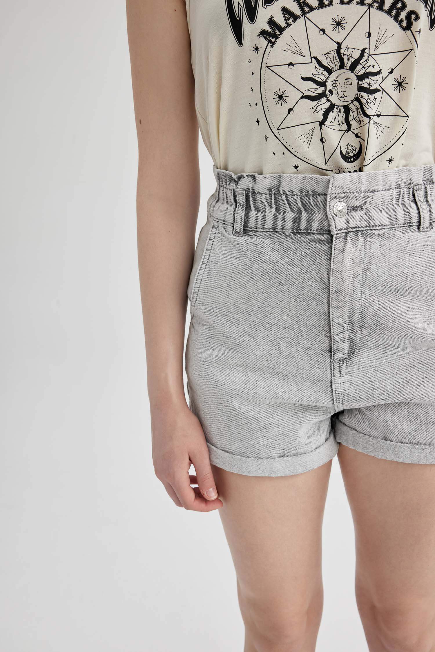 Джинсовые шорты папербаг с высокой талией