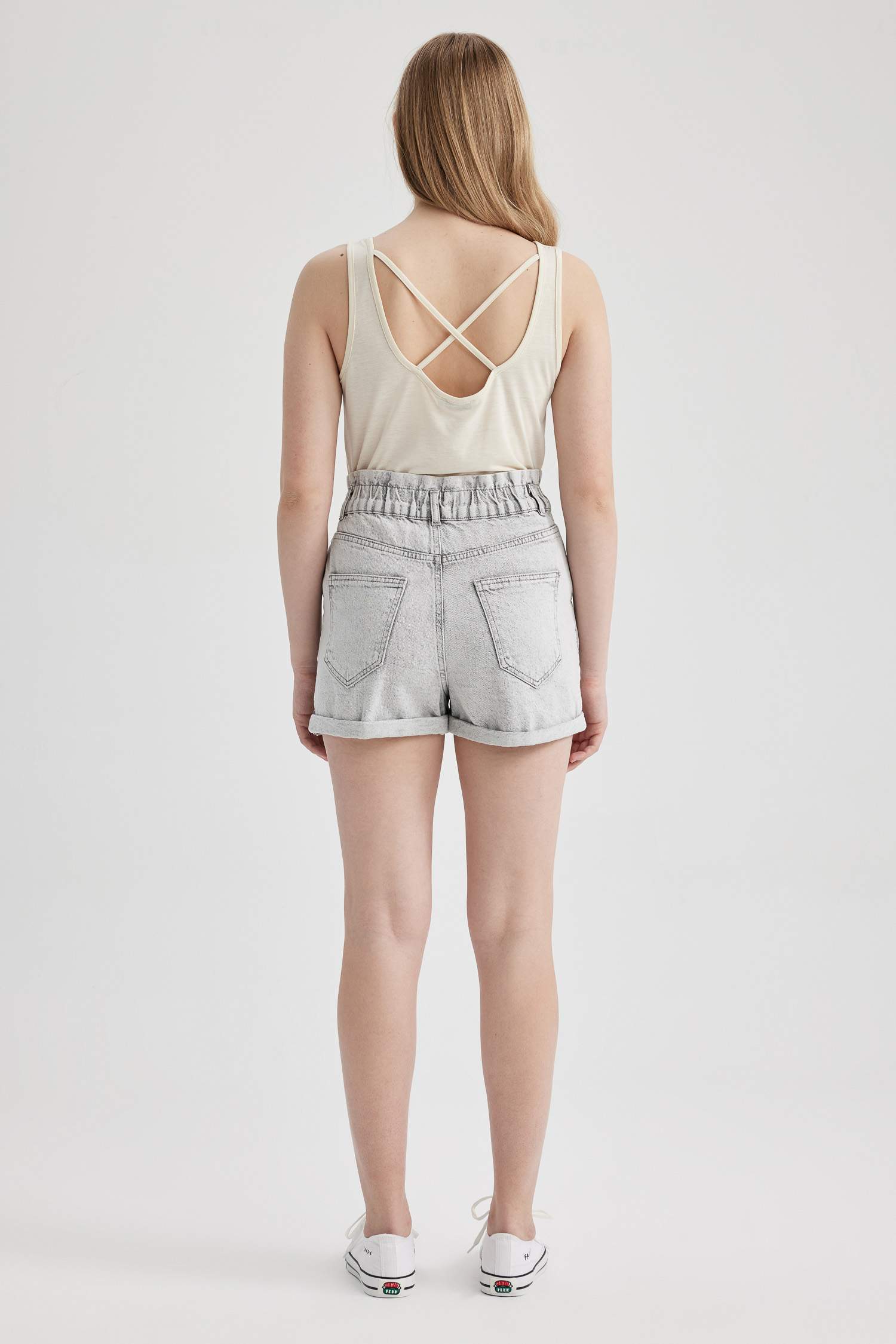 Джинсовые шорты папербаг с высокой талией