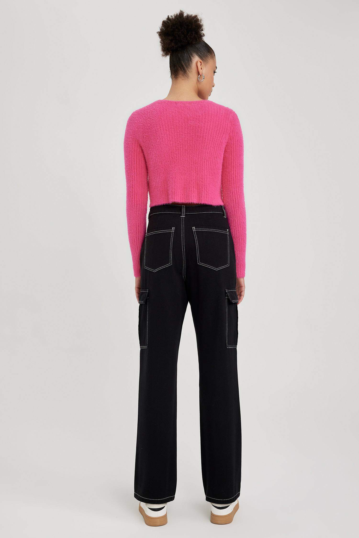 Straight Fit Cargo Gabardine Cotton Trousers