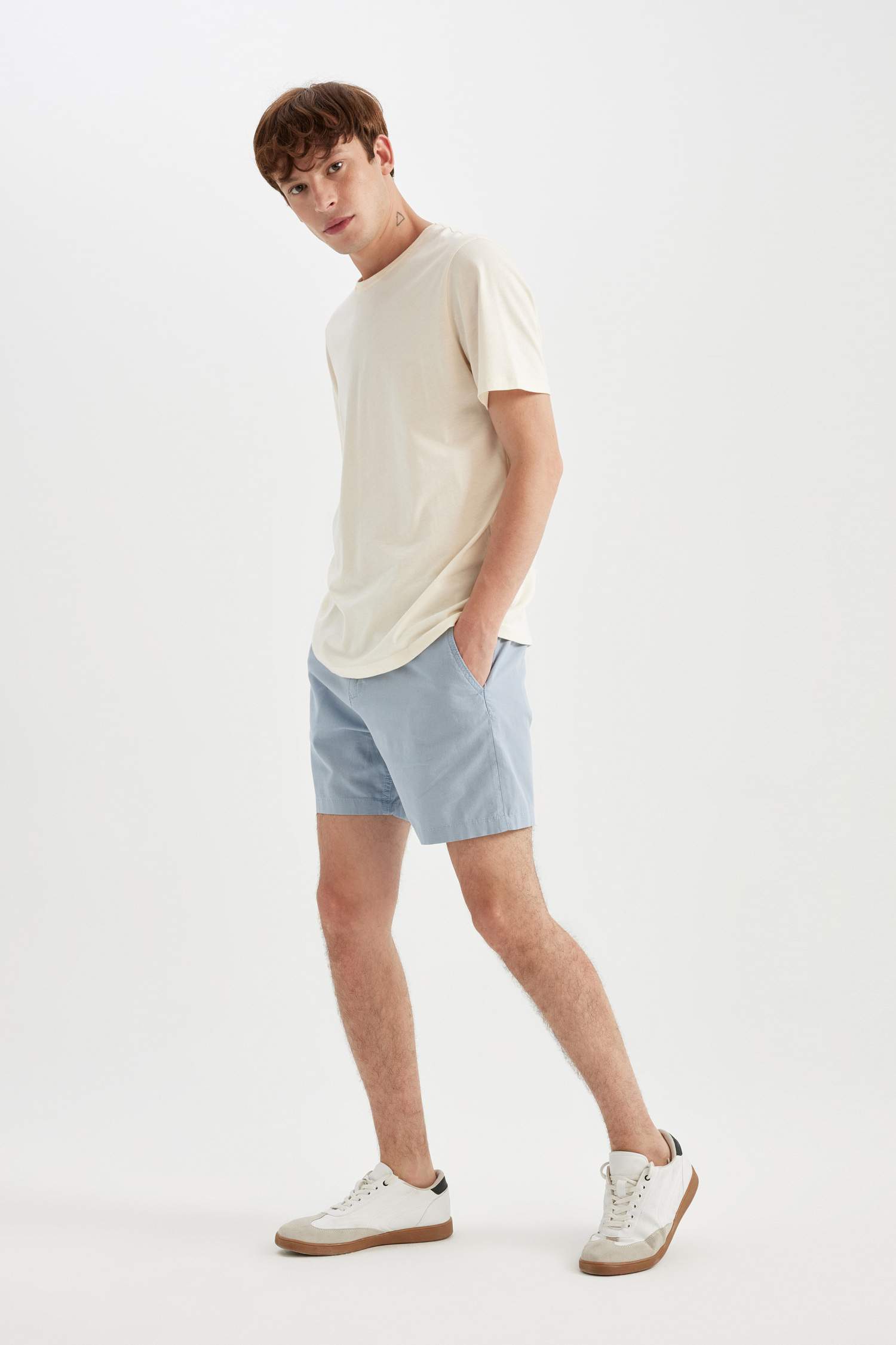 Regular Fit Linen Bermuda Shorts
