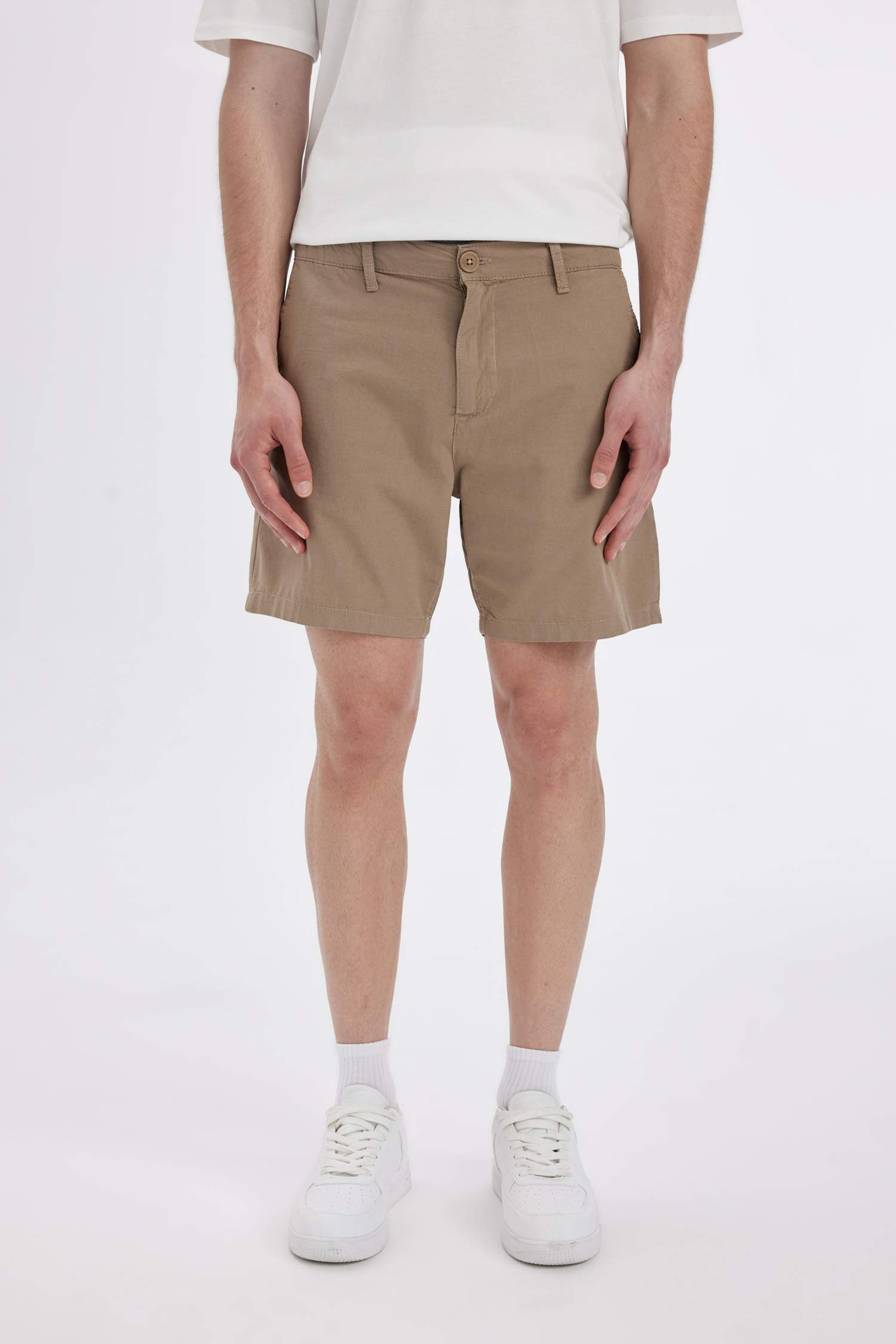 Regular Fit Linen Bermuda Shorts
