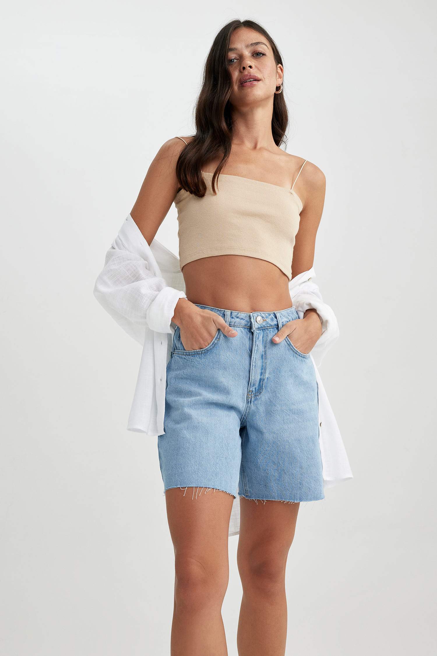 BERMUDA JEANS white