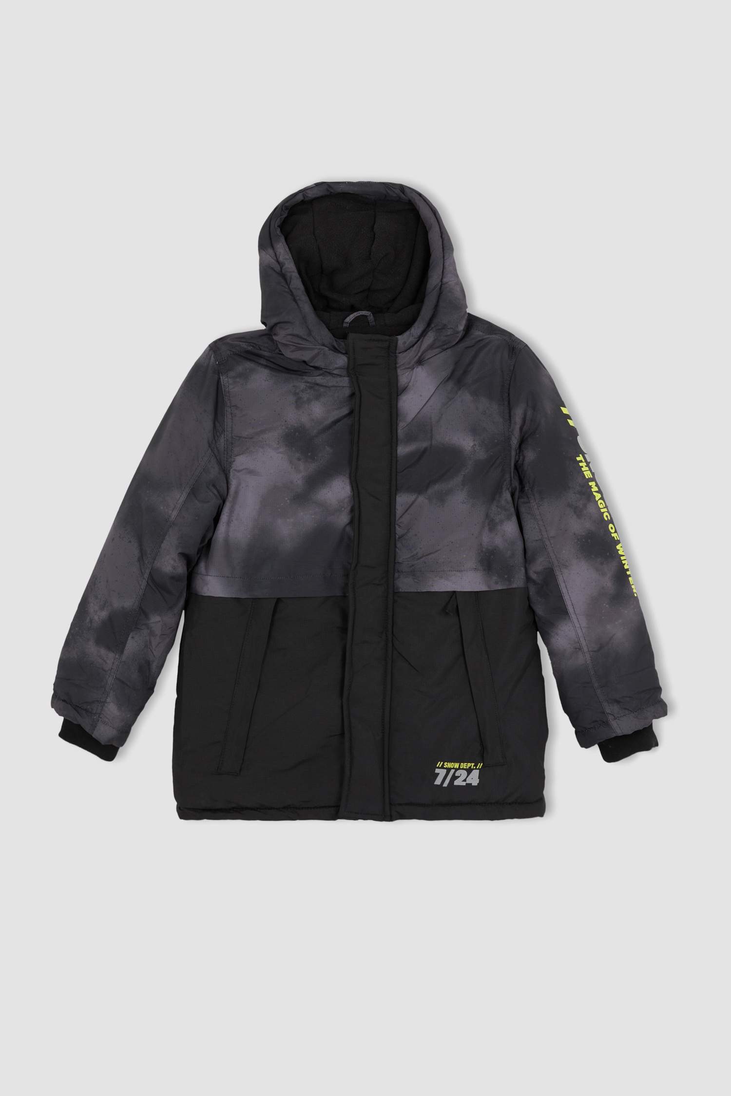 جاكيت ولادي بغطاء للرأس ببطانة صوفية