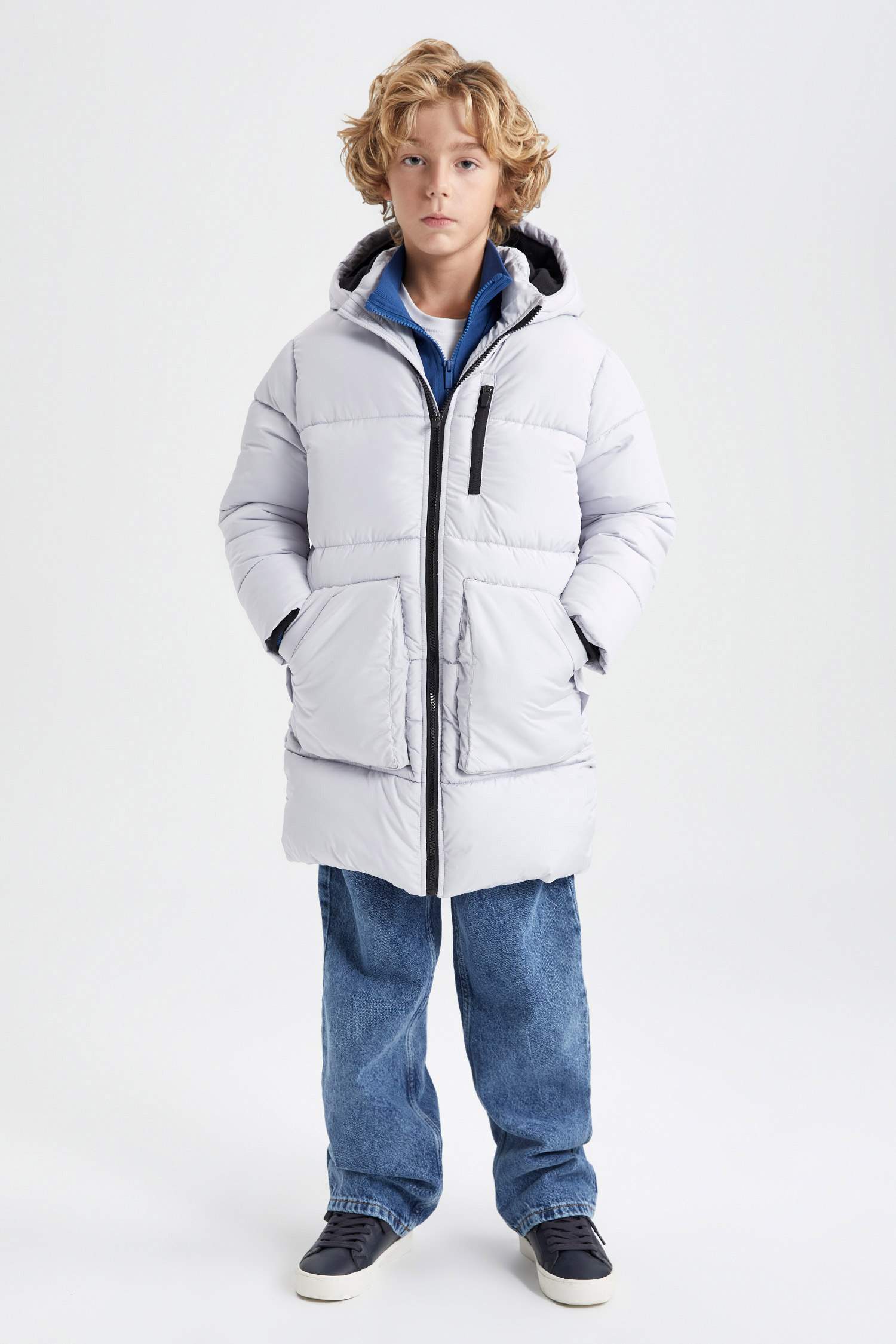 Boy Waterproof Printed Hooded Fleece Lined Puffer Jacket