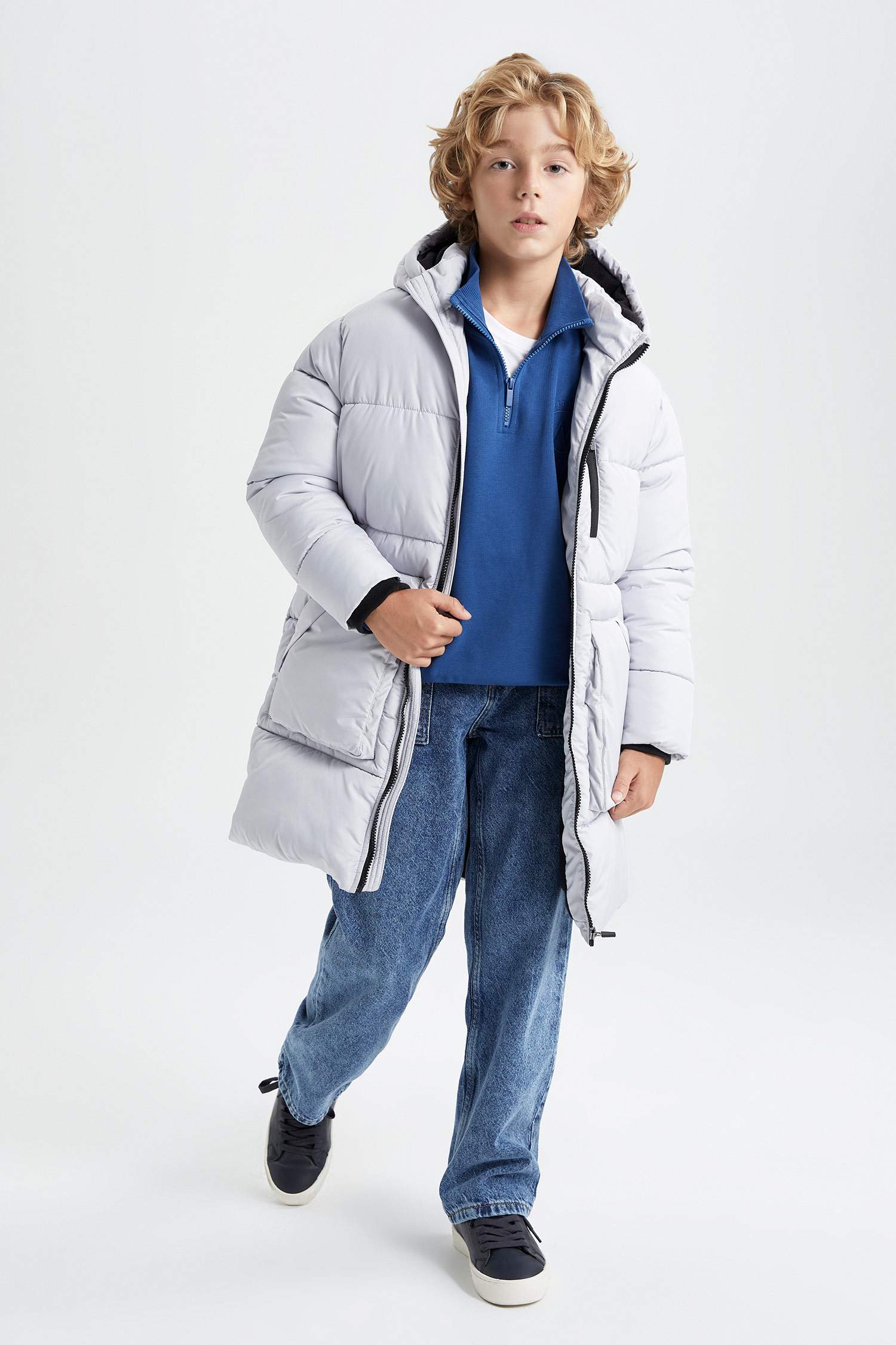 Boy Waterproof Printed Hooded Fleece Lined Puffer Jacket