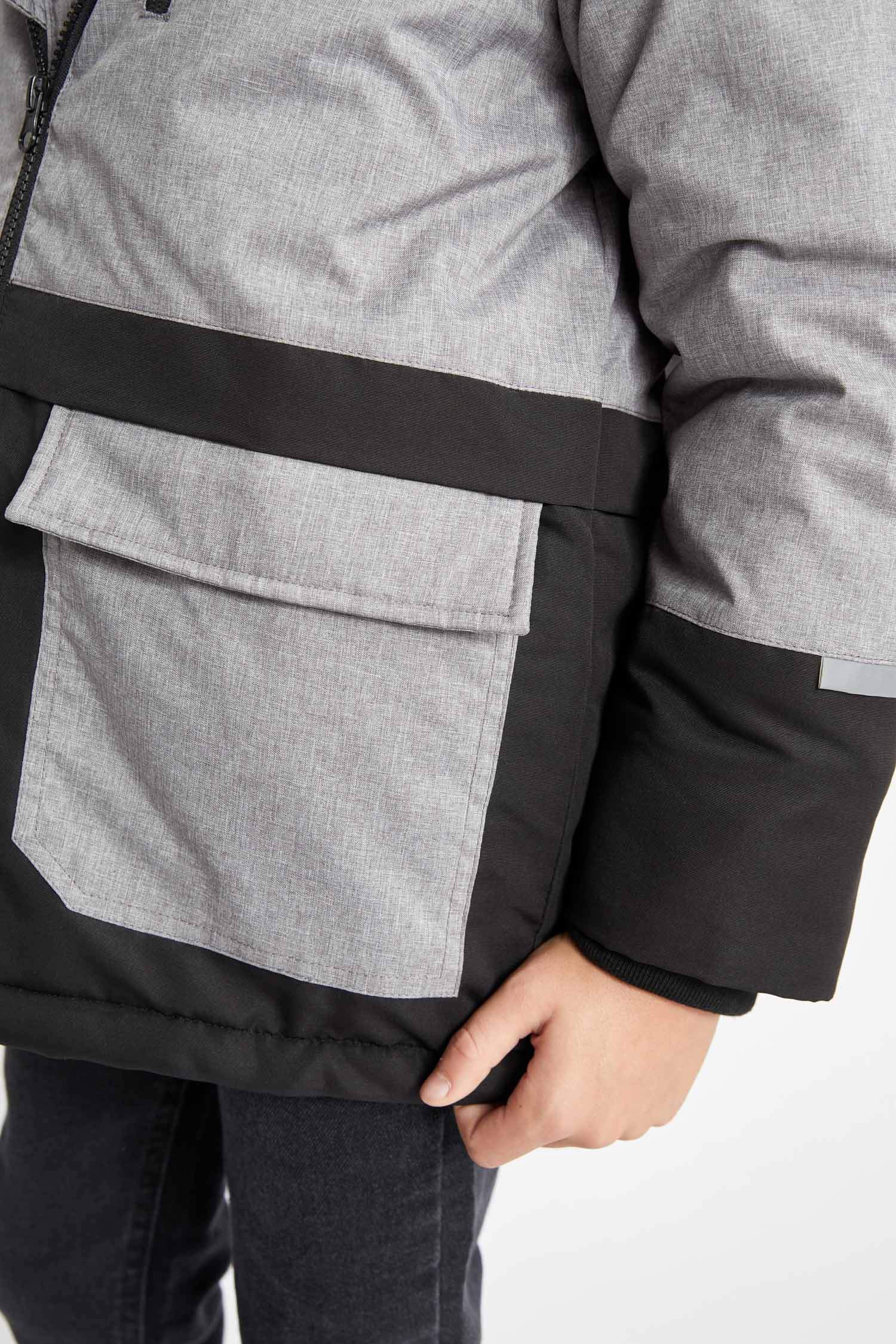 Boy Waterproof Removable Fur Hooded Plush Lining Jacket