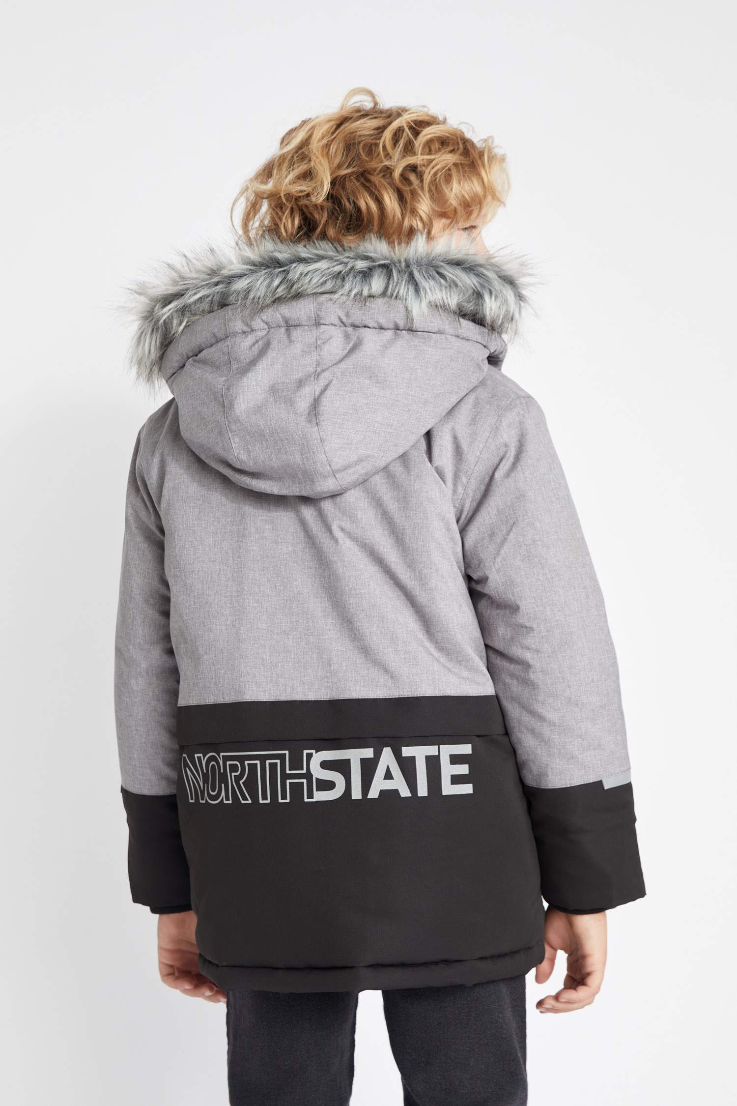 Boy Waterproof Removable Fur Hooded Plush Lining Jacket