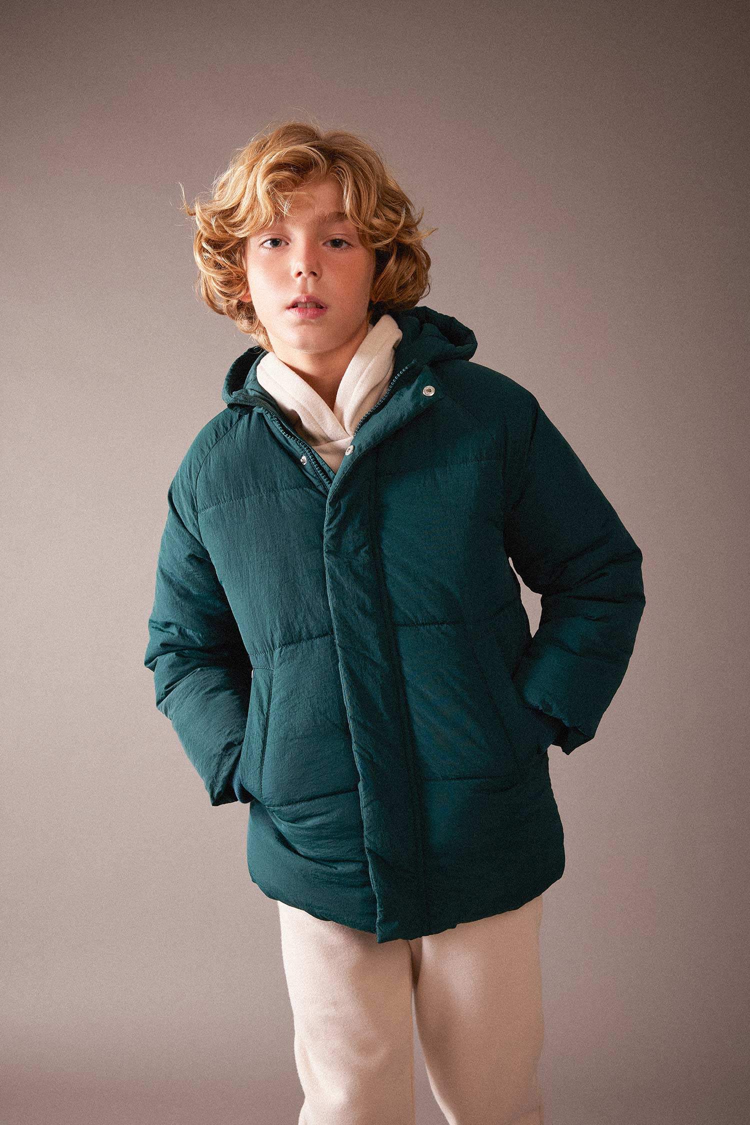 Boy Water Repellent Plush Lining Puffer Jacket