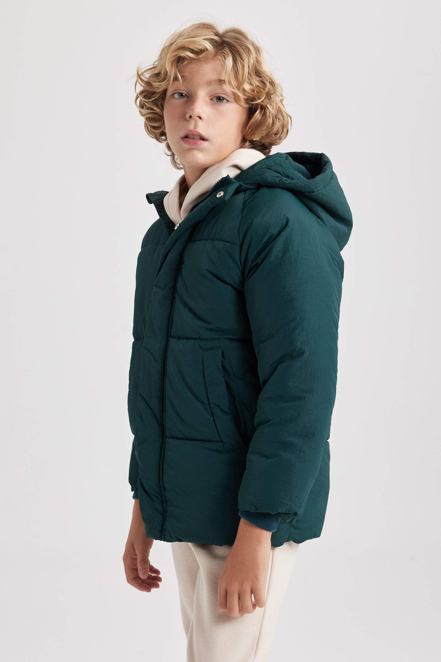 Boy Water Repellent Plush Lining Puffer Jacket