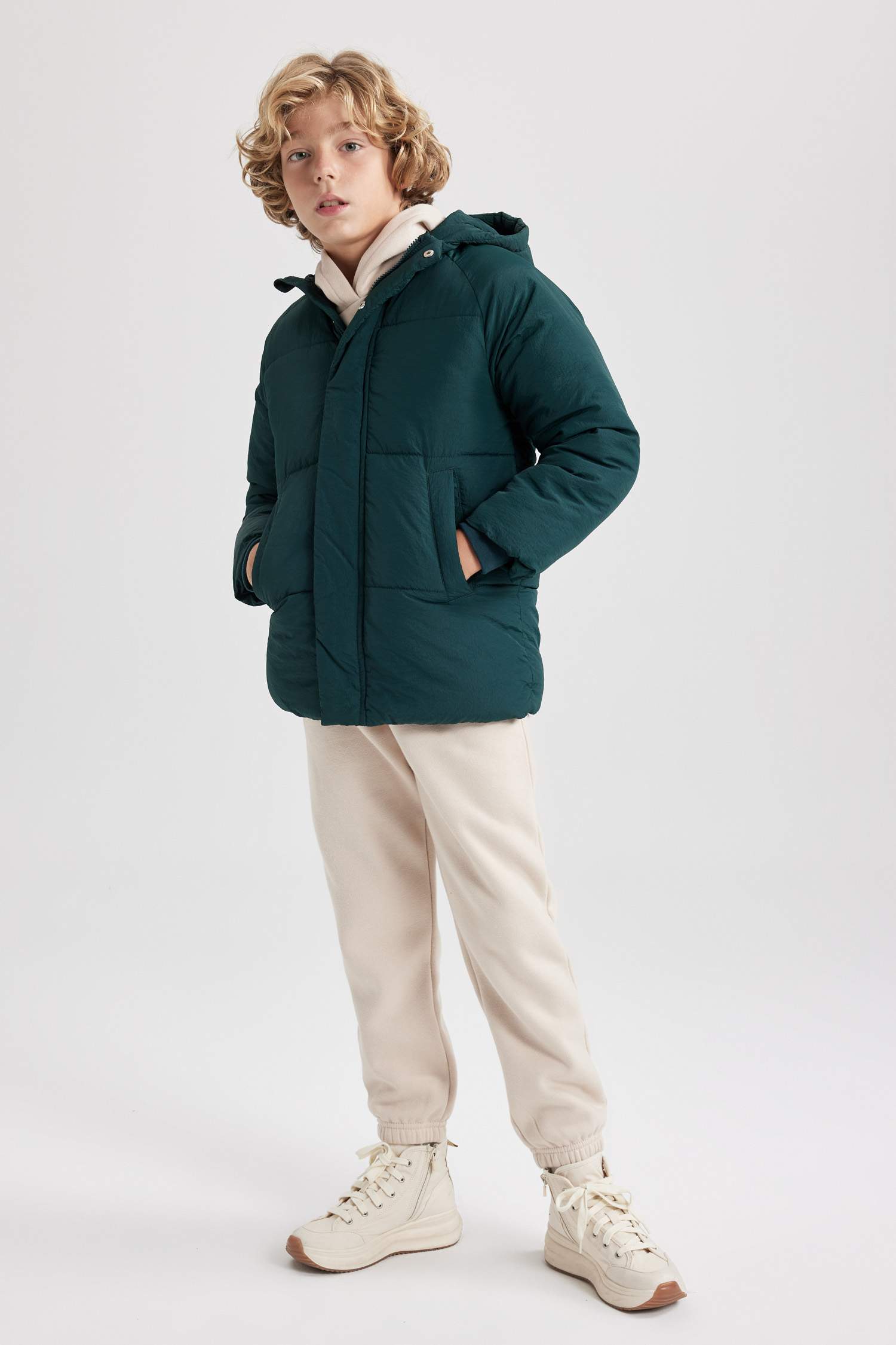 Boy Water Repellent Plush Lining Puffer Jacket