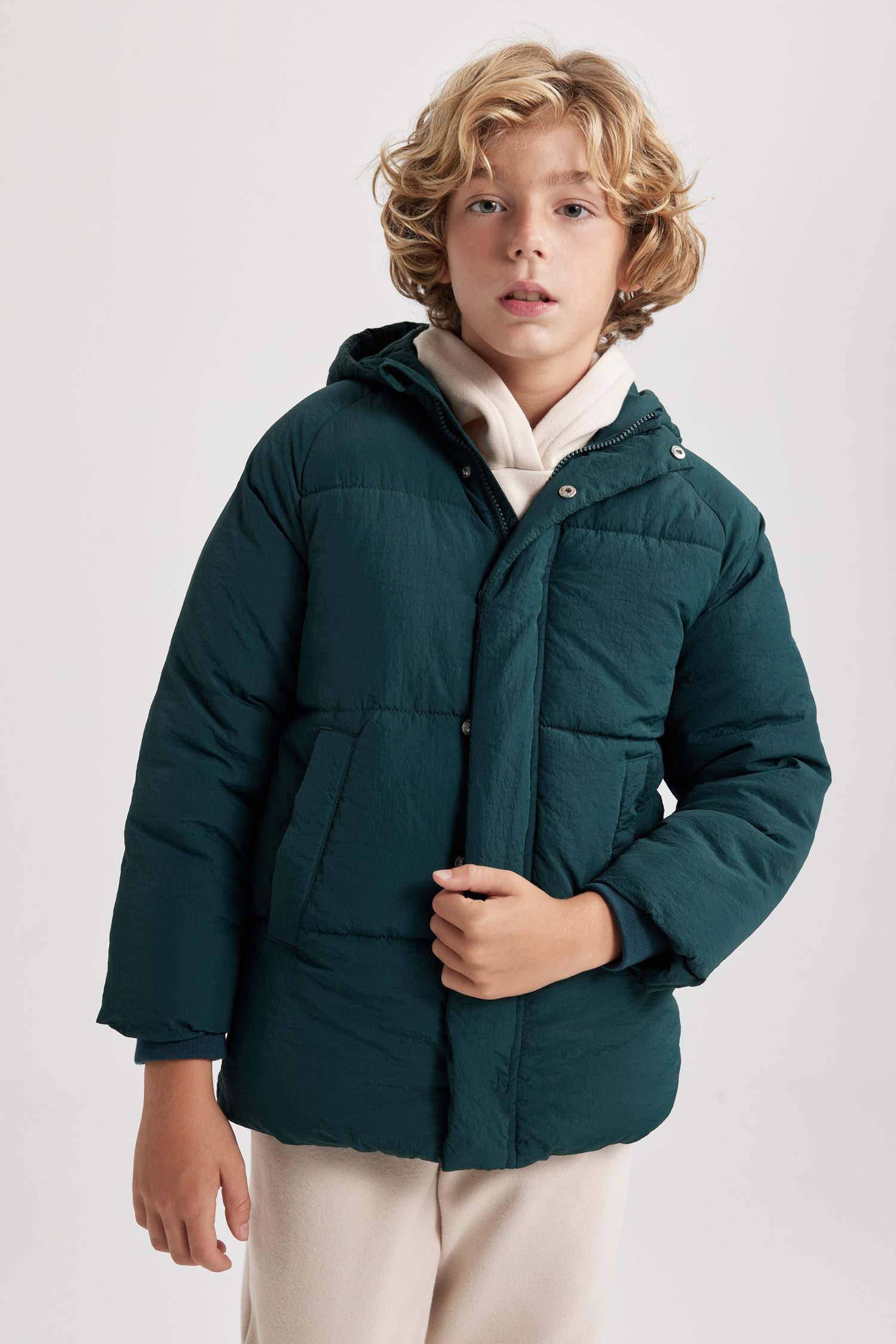 Boy Water Repellent Plush Lining Puffer Jacket