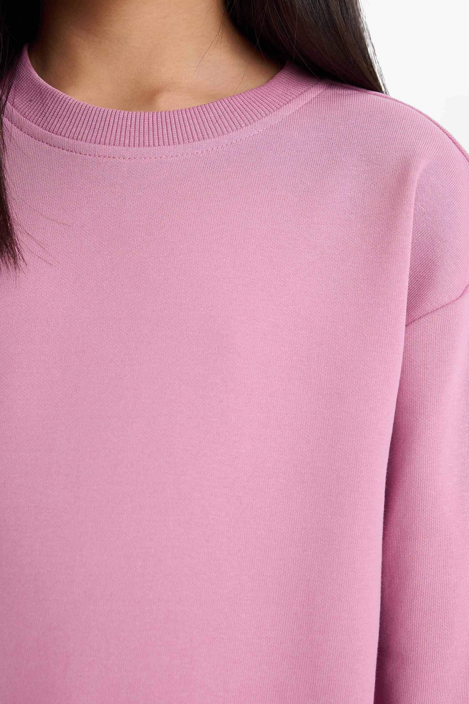 سويت شيرت بناتي سامبل قصة مريحة برقبة مستديرة