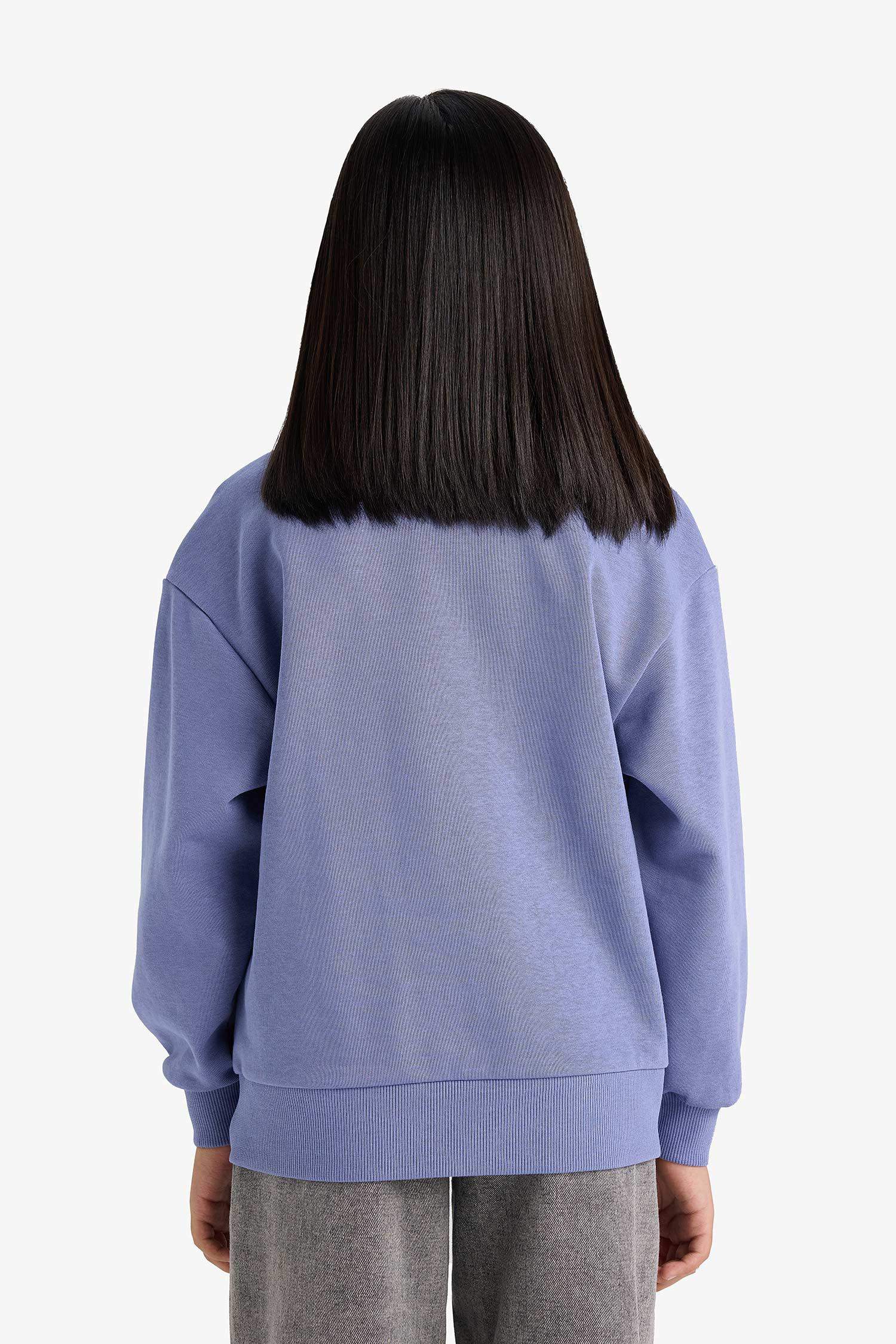 Girl Relax Fit Crew Neck Basic Sweatshirt
