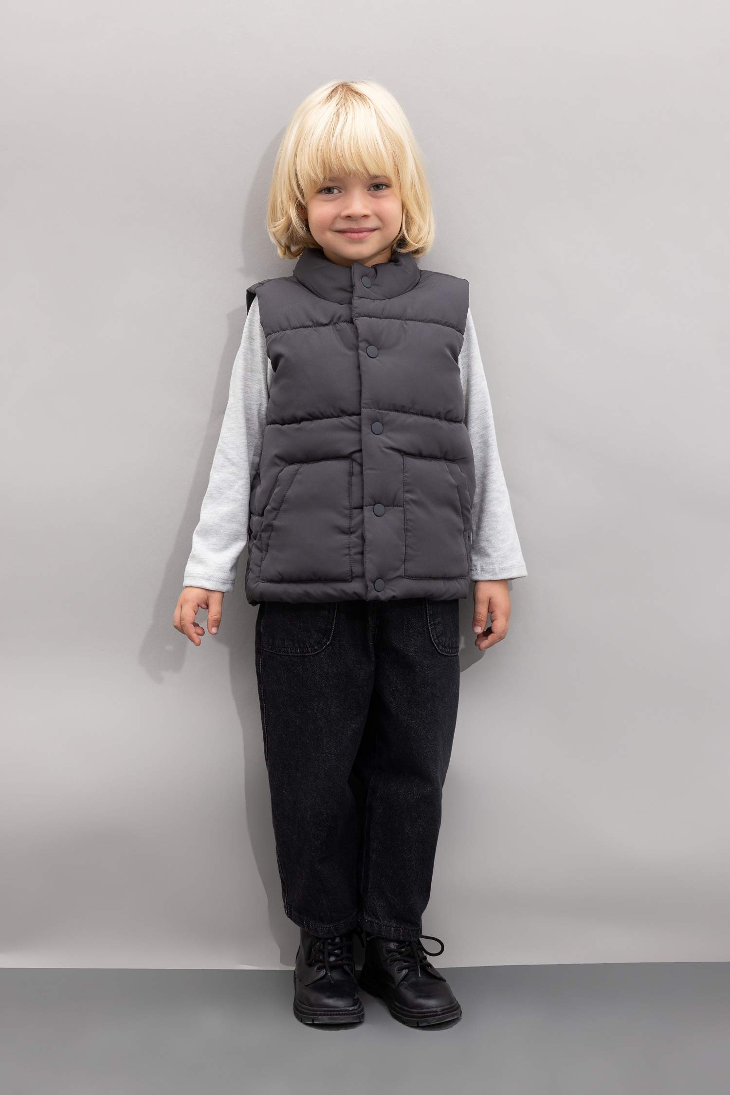 Erkek Bebek Dik Yaka Su Geçirmez Kumaş Çıtçıtlı Şişme Yelek