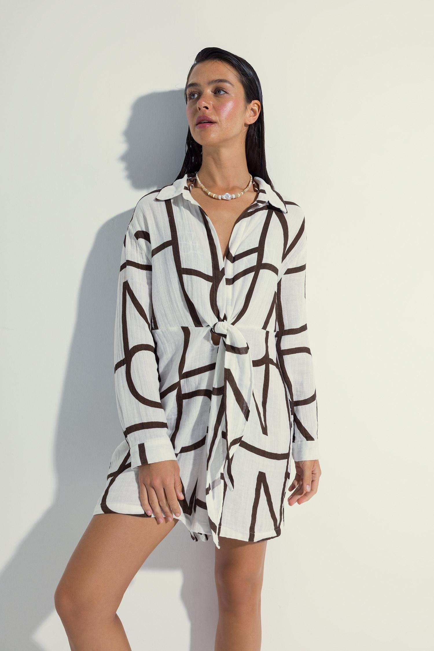 Fall in Love Regular Fit Printed Cotton Beach Dress