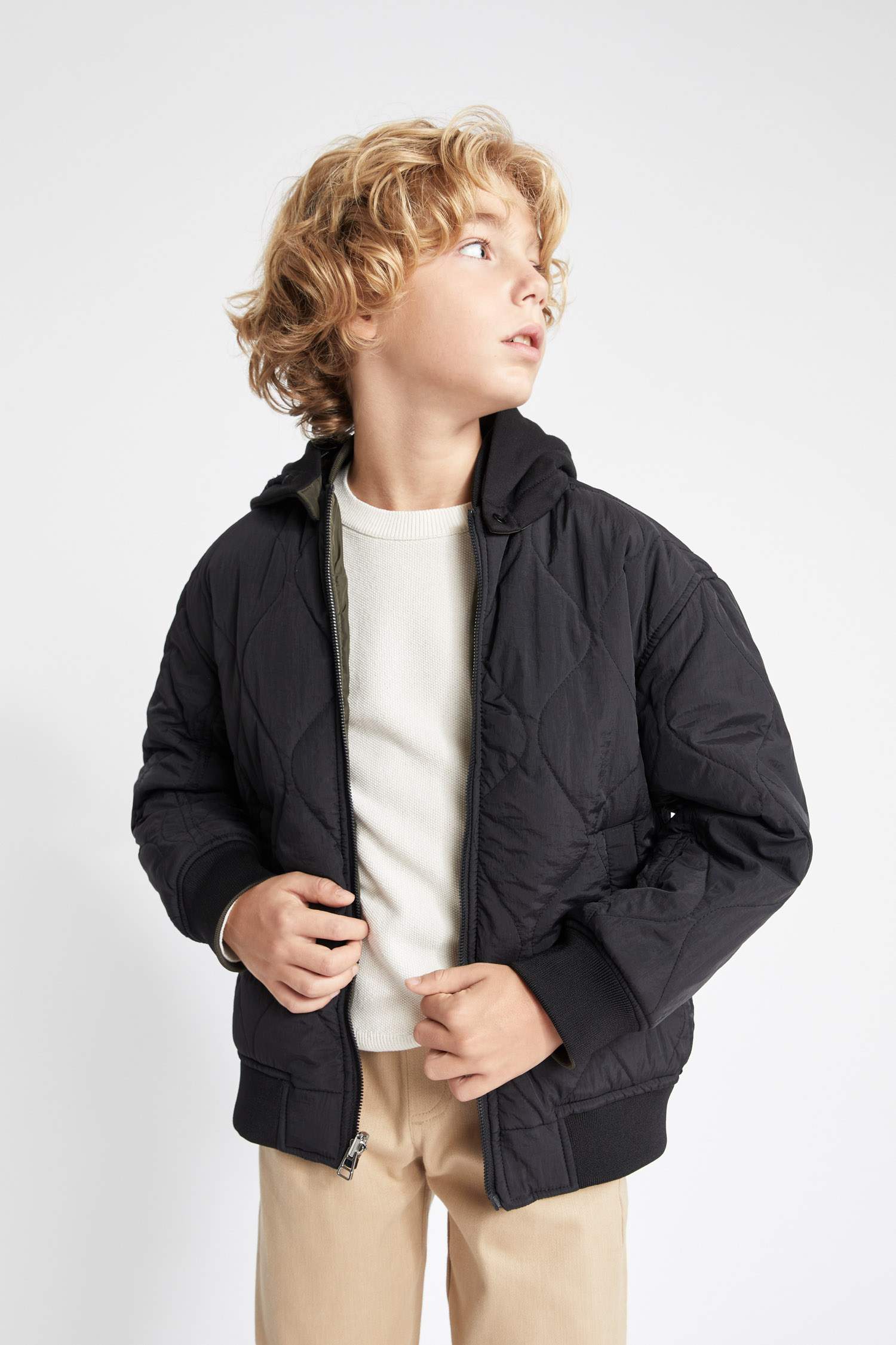Boy Double Sided College Collar Bomber Jacket