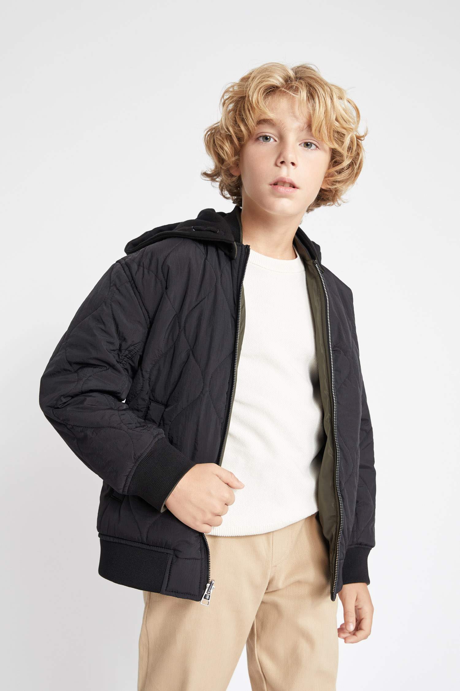 Boy Double Sided College Collar Bomber Jacket