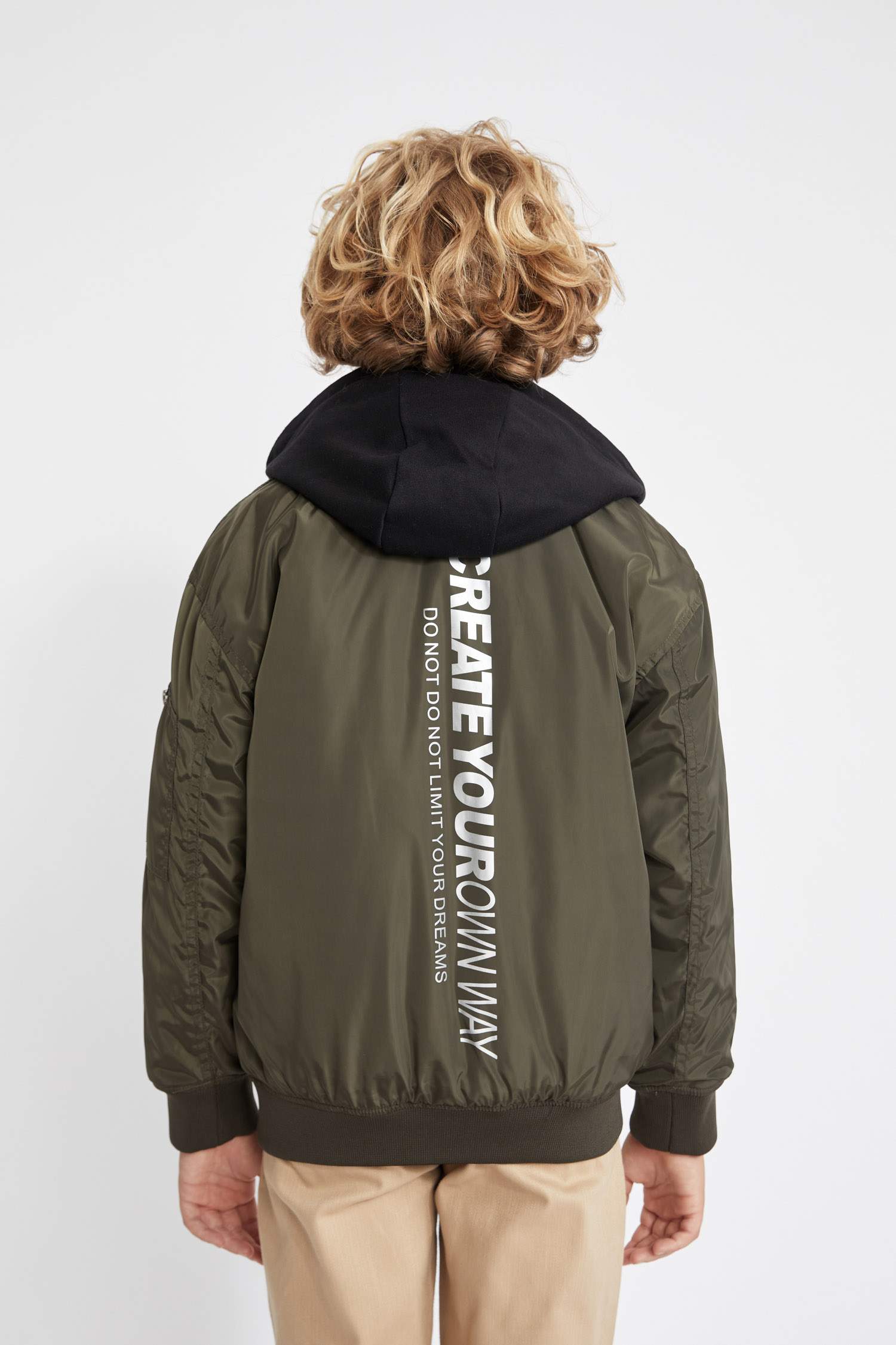 Boy Double Sided College Collar Bomber Jacket