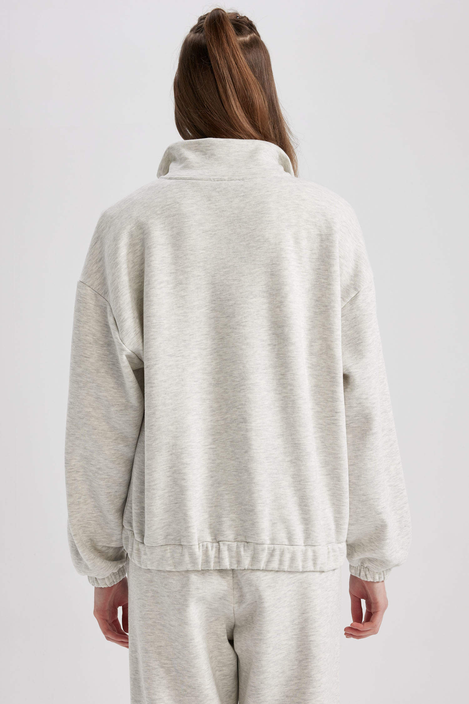 Grey WOMEN Loose Fit Thick Sweatshirt Fabric Cardigan 2792276 | DeFacto