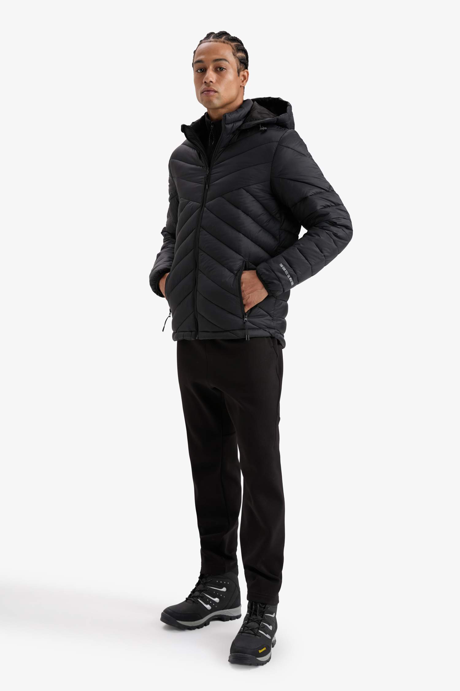 Su İtici Slim Fit Dar Kesim Kapüşonlu Fermuarlı Mevsimlik Baharlık Şişme Mont