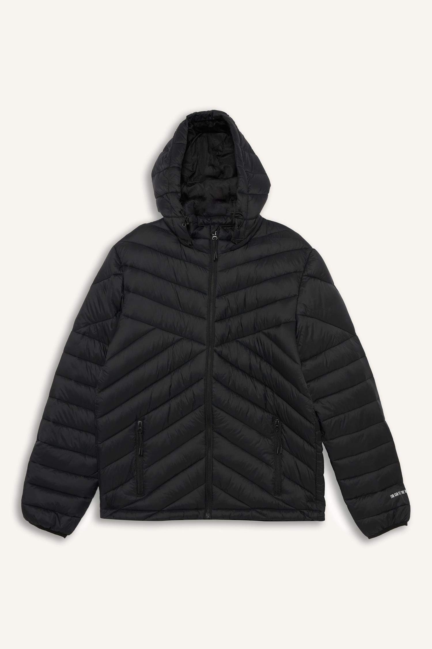 Su İtici Slim Fit Dar Kesim Kapüşonlu Fermuarlı Mevsimlik Baharlık Şişme Mont