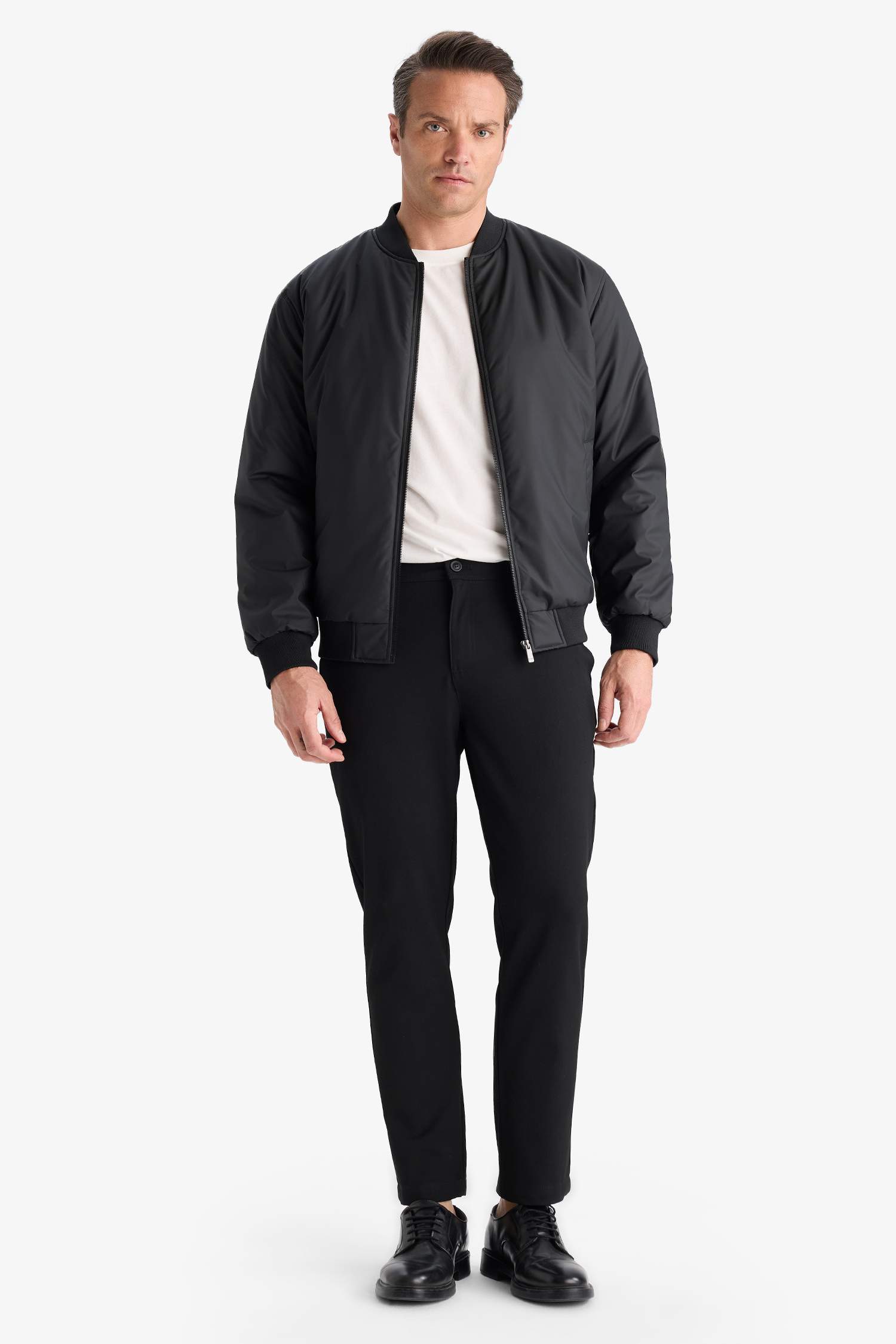 Su İtici Slim Fit Dar Kesim Kolej Yaka Fermuarlı Astarlı Bomber Mevsimlik Mont