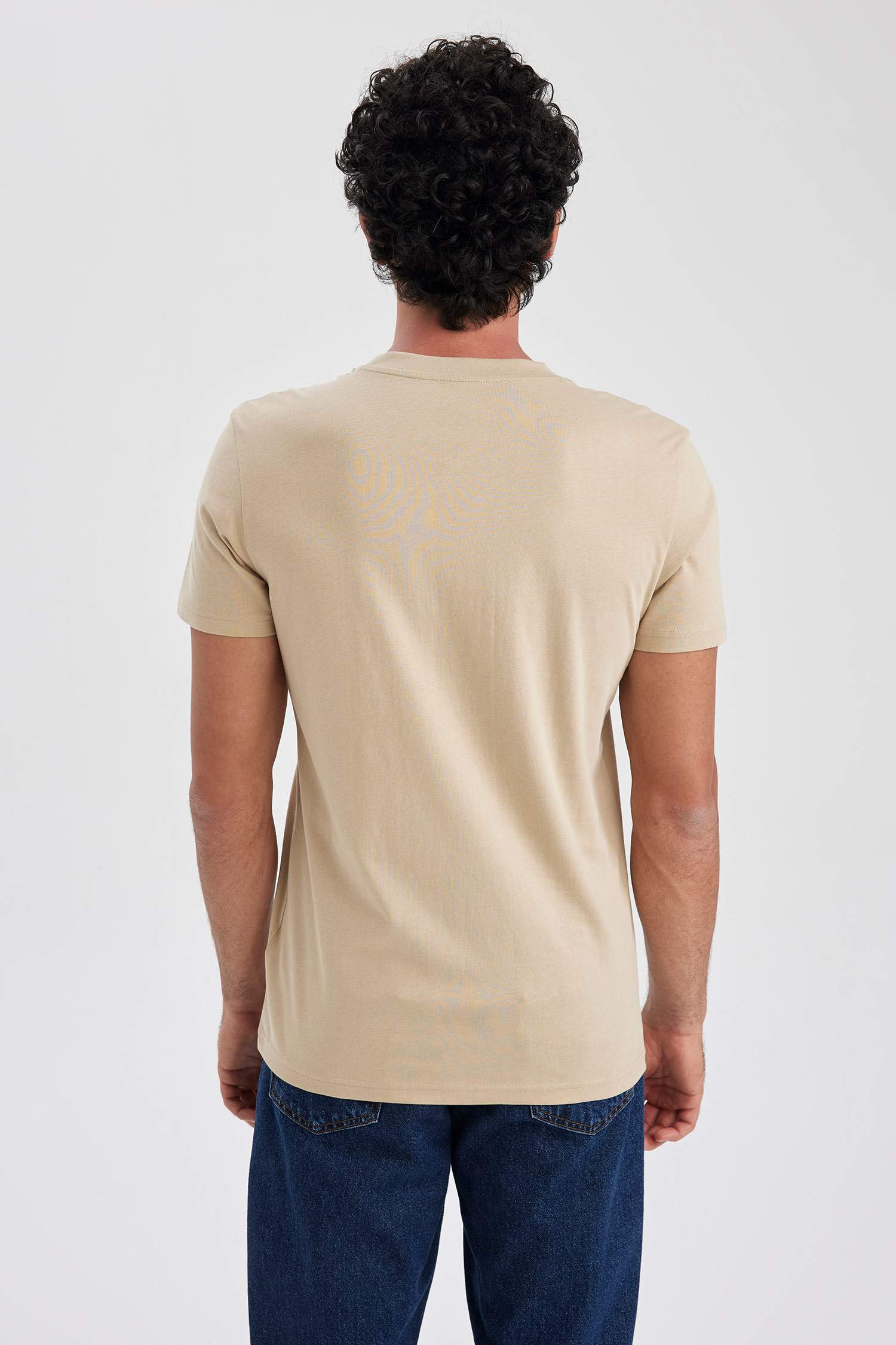 Beige Man Slim Fit Crew Neck TShirt 2790191 DeFacto