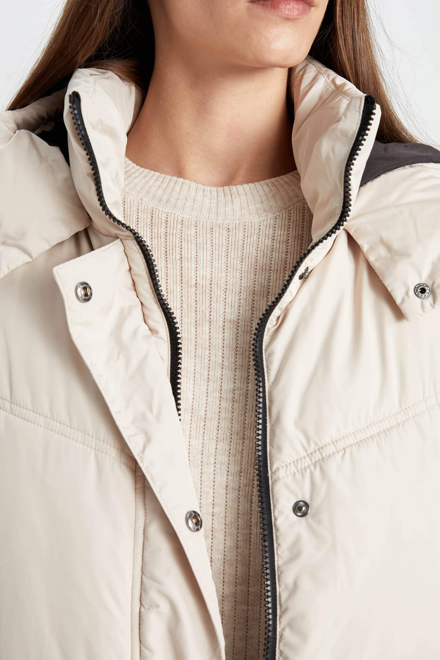 Su Geçirmez Şişme Mont Parka Oversize Geniş Kalıp Fermuarlı Çıtçıtlı Cepli Kapüşonlu