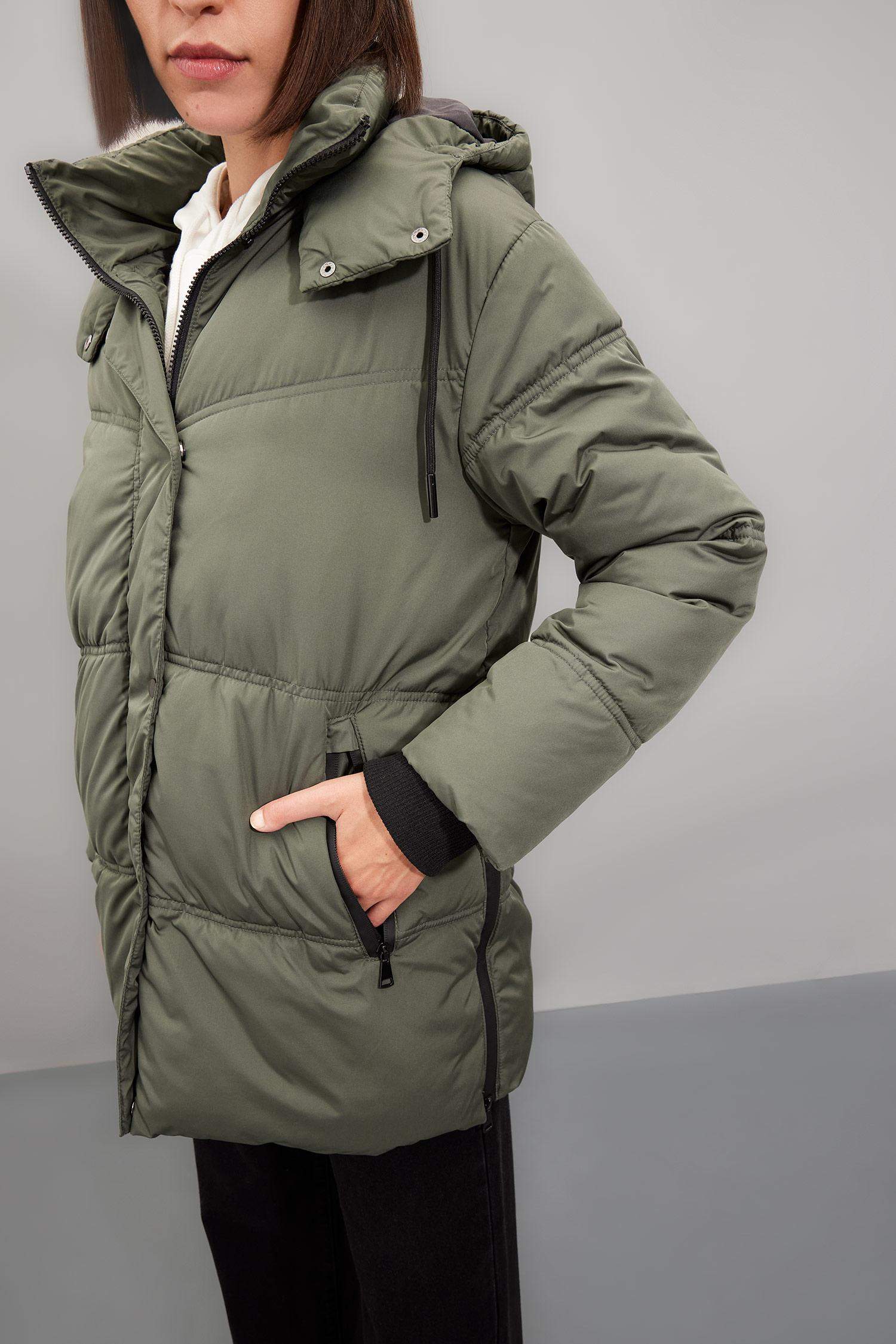 Su Geçirmez Şişme Mont Parka Oversize Geniş Kalıp Fermuarlı Çıtçıtlı Cepli Kapüşonlu