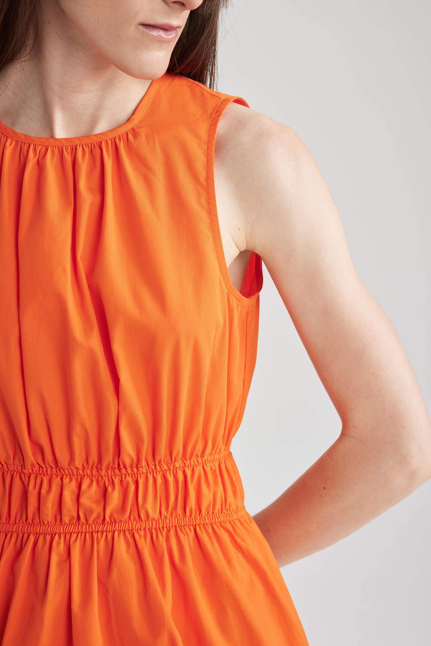 Crew Neck Poplin Sleeveless Mini Dress