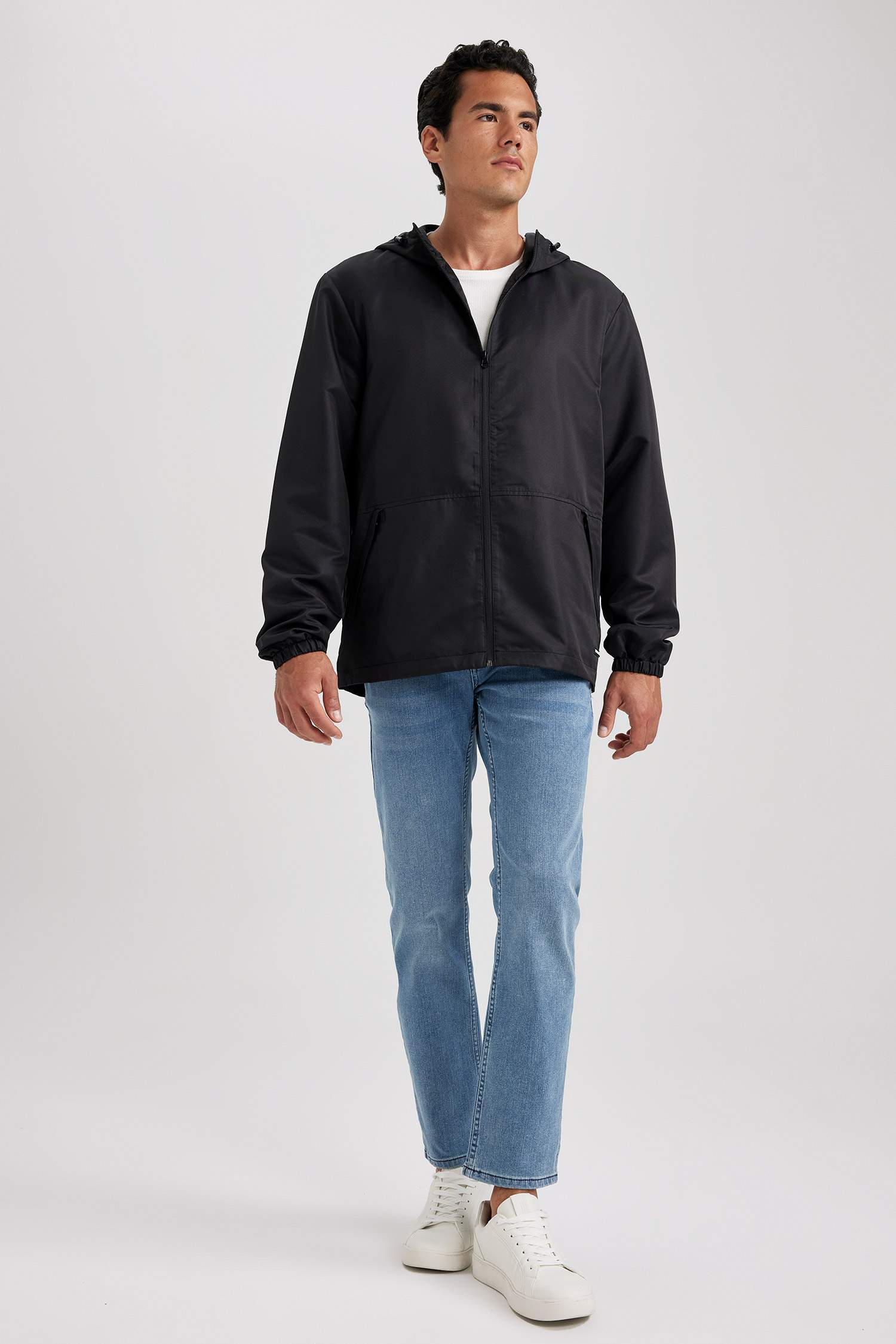 Slim Fit Hooded Zippered Light Waterproof Jacket